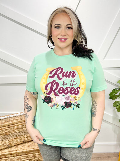 Run for the Roses Graphic Tee-110 Short Sleeve Top-Heathered Boho-Heathered Boho Boutique, Women's Fashion and Accessories in Palmetto, FL