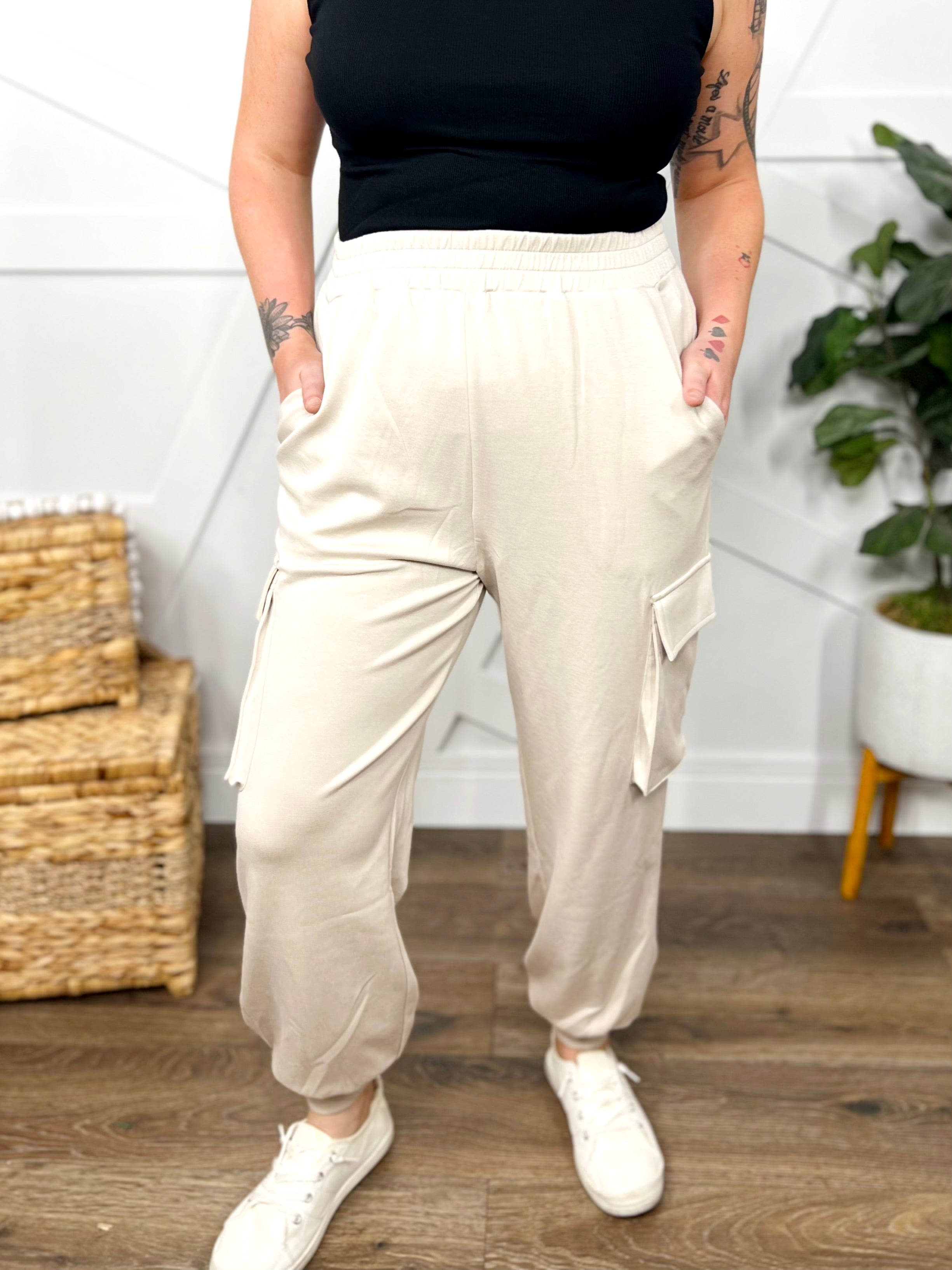 Best Fit Cargo Pants-150 PANTS-White Birch-Heathered Boho Boutique, Women's Fashion and Accessories in Palmetto, FL