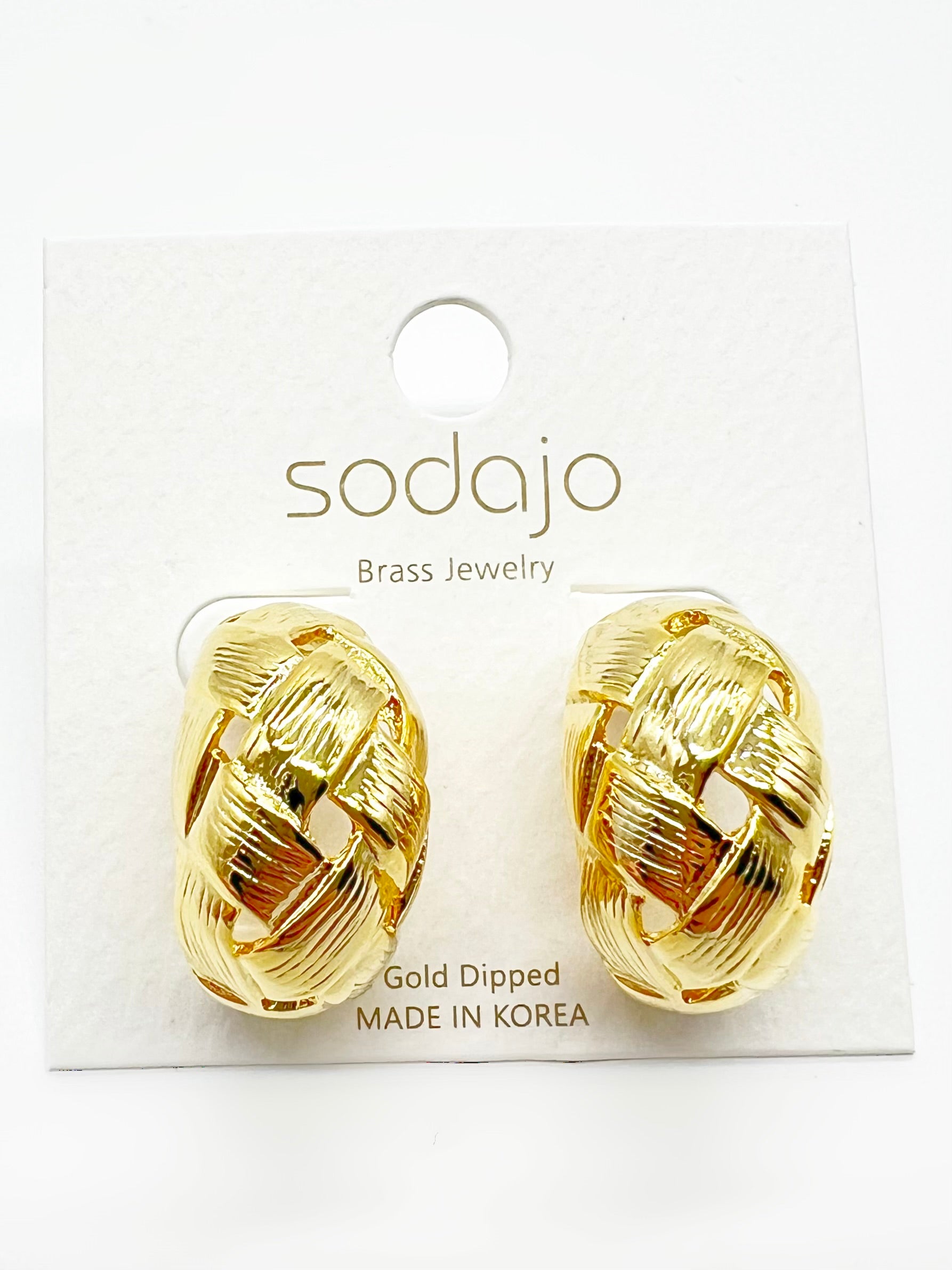 Braided Open Hoop Gold Dipped Earring-310 Jewelry-Joia Trading-Heathered Boho Boutique, Women's Fashion and Accessories in Palmetto, FL