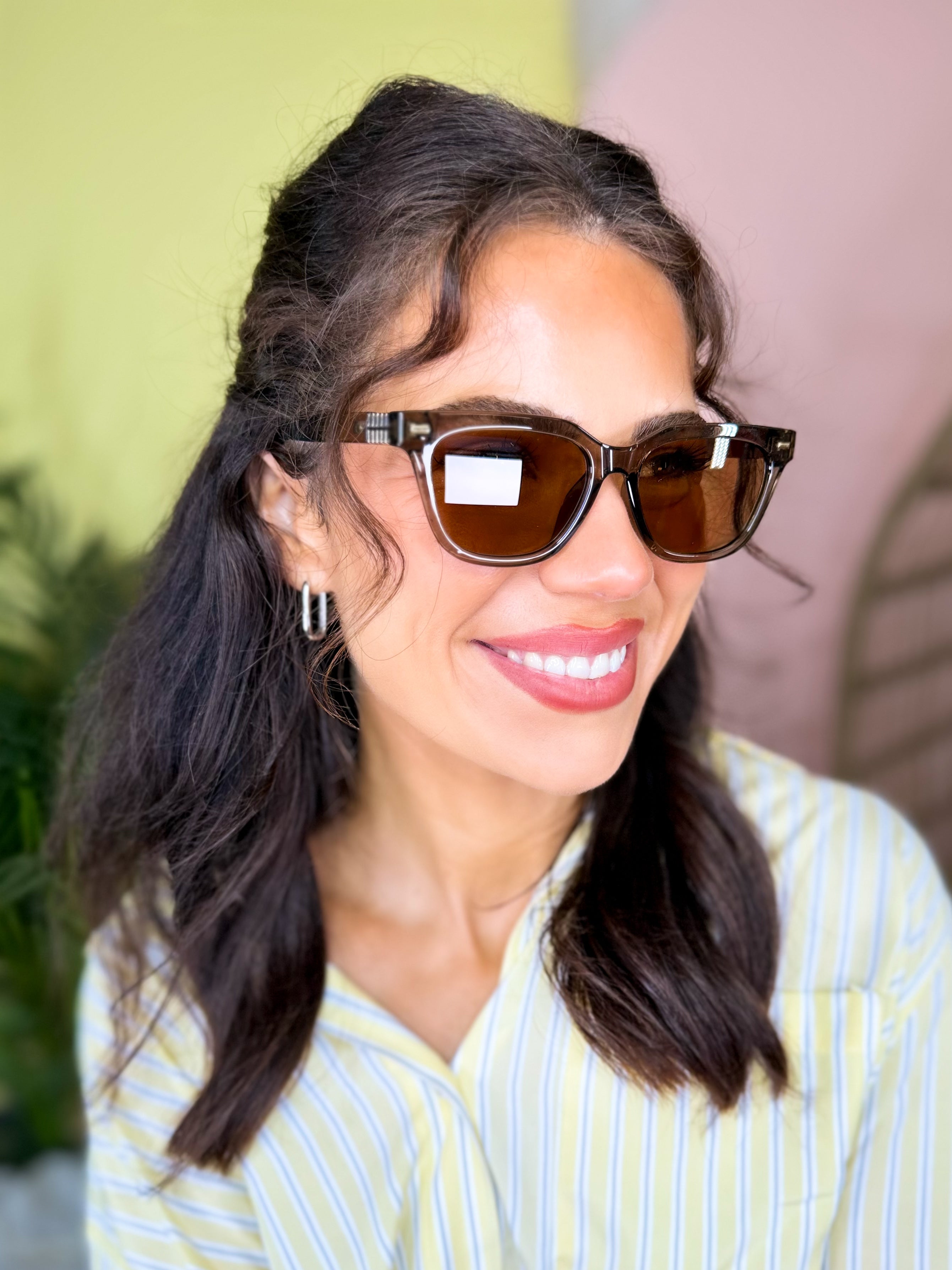 Gold Accent Bold Square Frame Sunglasses-340 Other Accessories-Fame Accessories-Heathered Boho Boutique, Women's Fashion and Accessories in Palmetto, FL