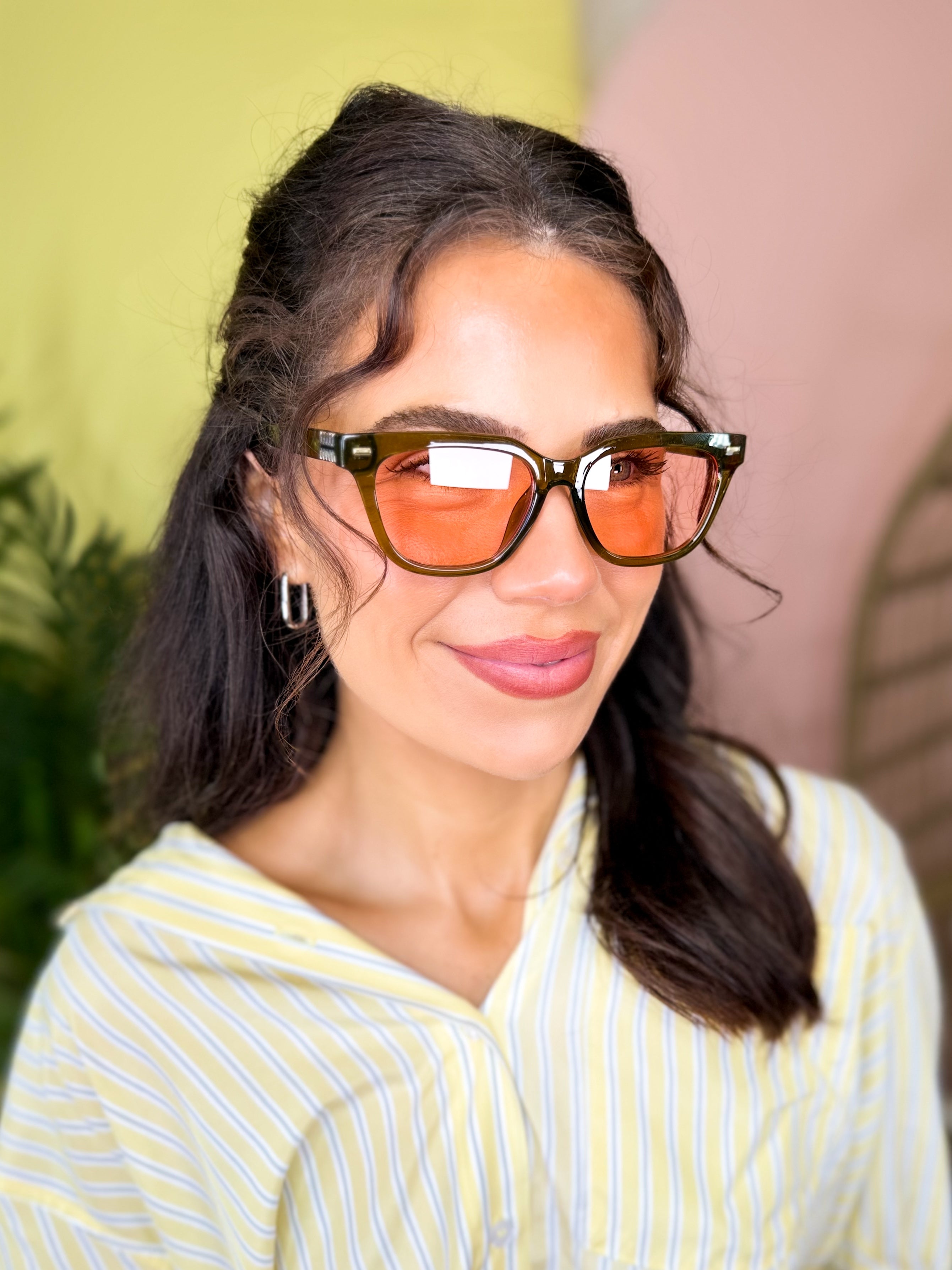 Gold Accent Bold Square Frame Sunglasses-340 Other Accessories-Fame Accessories-Heathered Boho Boutique, Women's Fashion and Accessories in Palmetto, FL