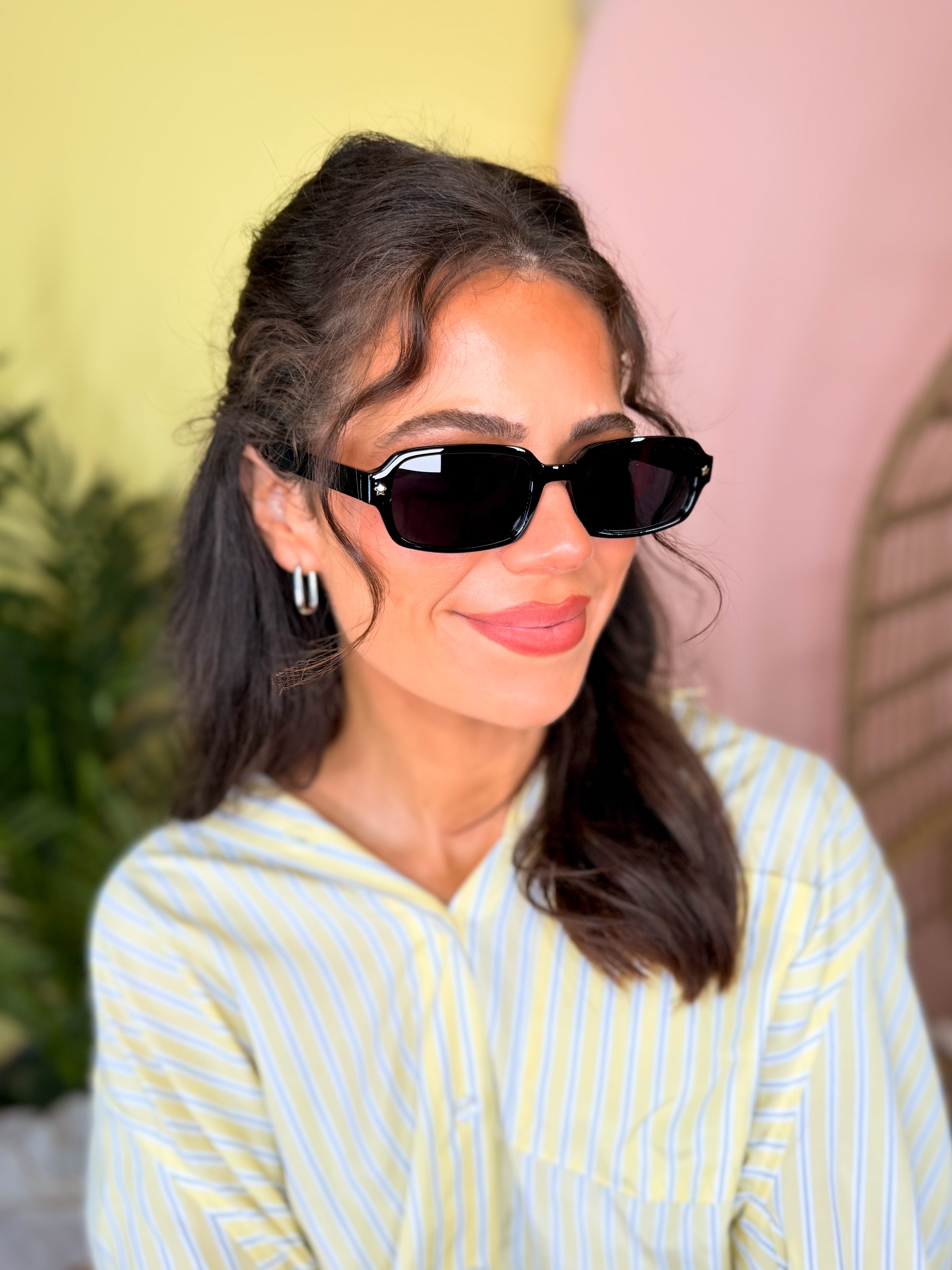 Star Accent Detail Rectangle Frame Sunglasses-340 Other Accessories-Fame Accessories-Heathered Boho Boutique, Women's Fashion and Accessories in Palmetto, FL