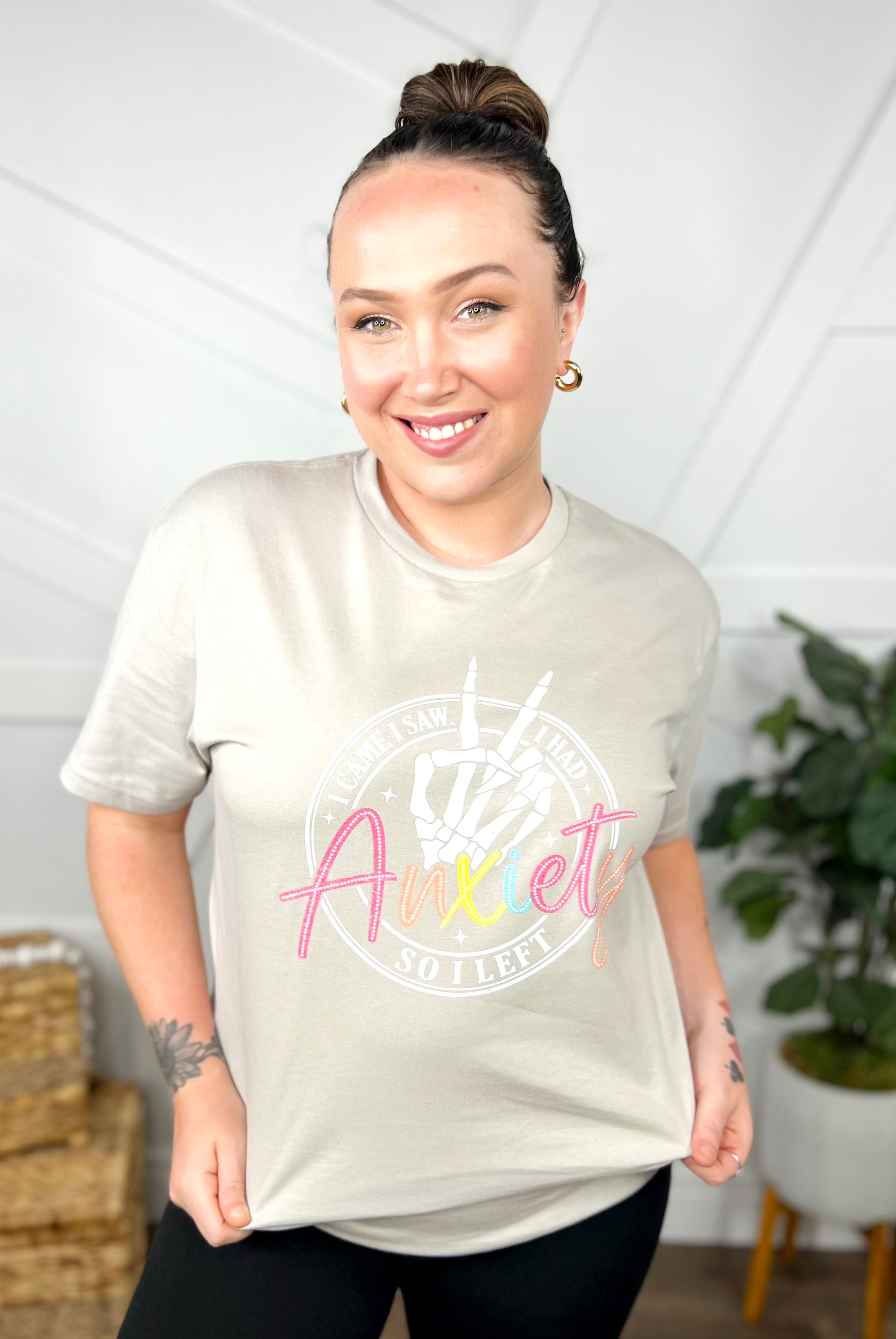 I Came I Saw I Had Anxiety Graphic Tee-130 Graphic Tees-Heathered Boho-Heathered Boho Boutique, Women's Fashion and Accessories in Palmetto, FL