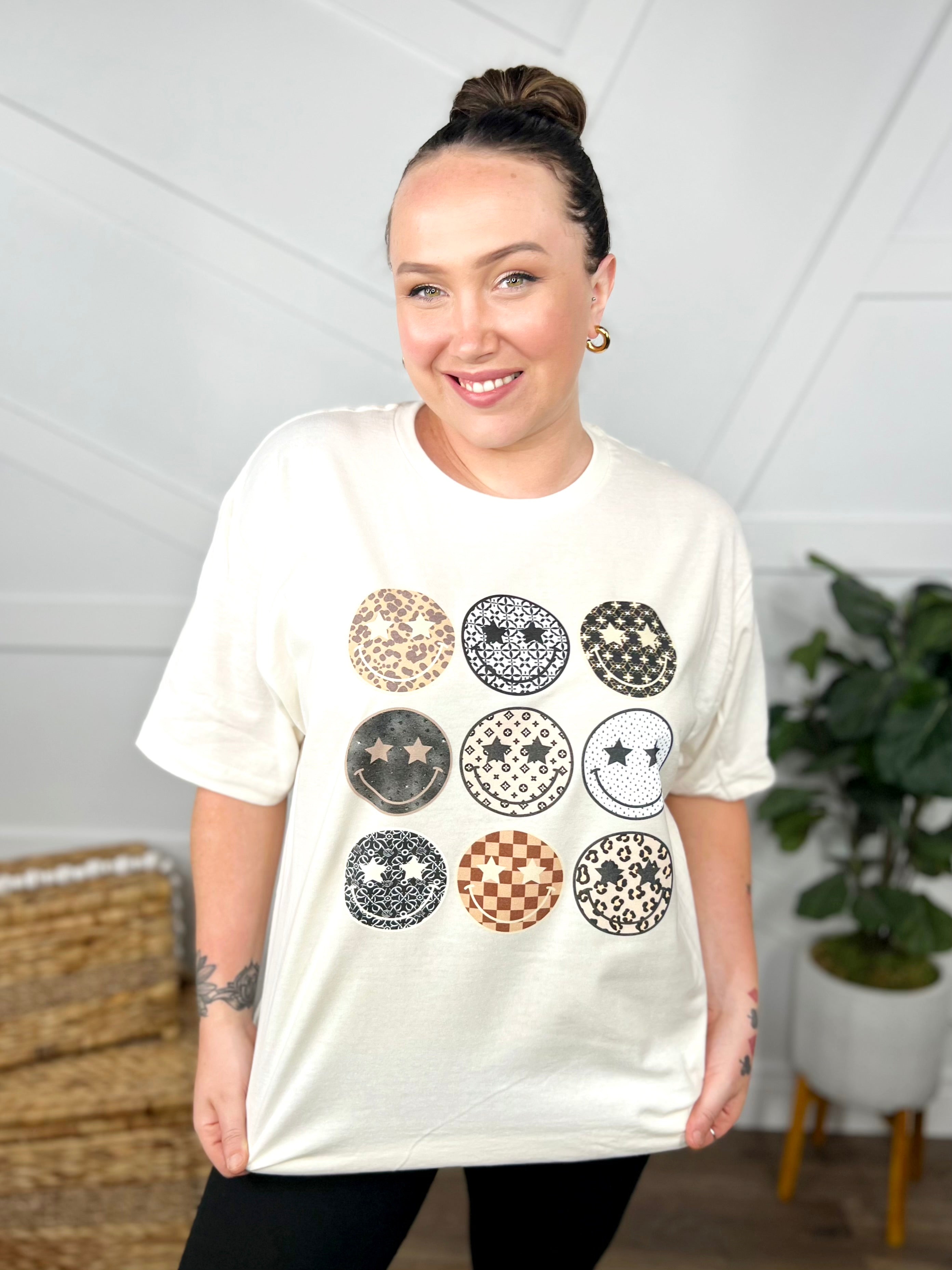 Boujee Smiles Graphic Tee-130 Graphic Tees-Heathered Boho-Heathered Boho Boutique, Women's Fashion and Accessories in Palmetto, FL