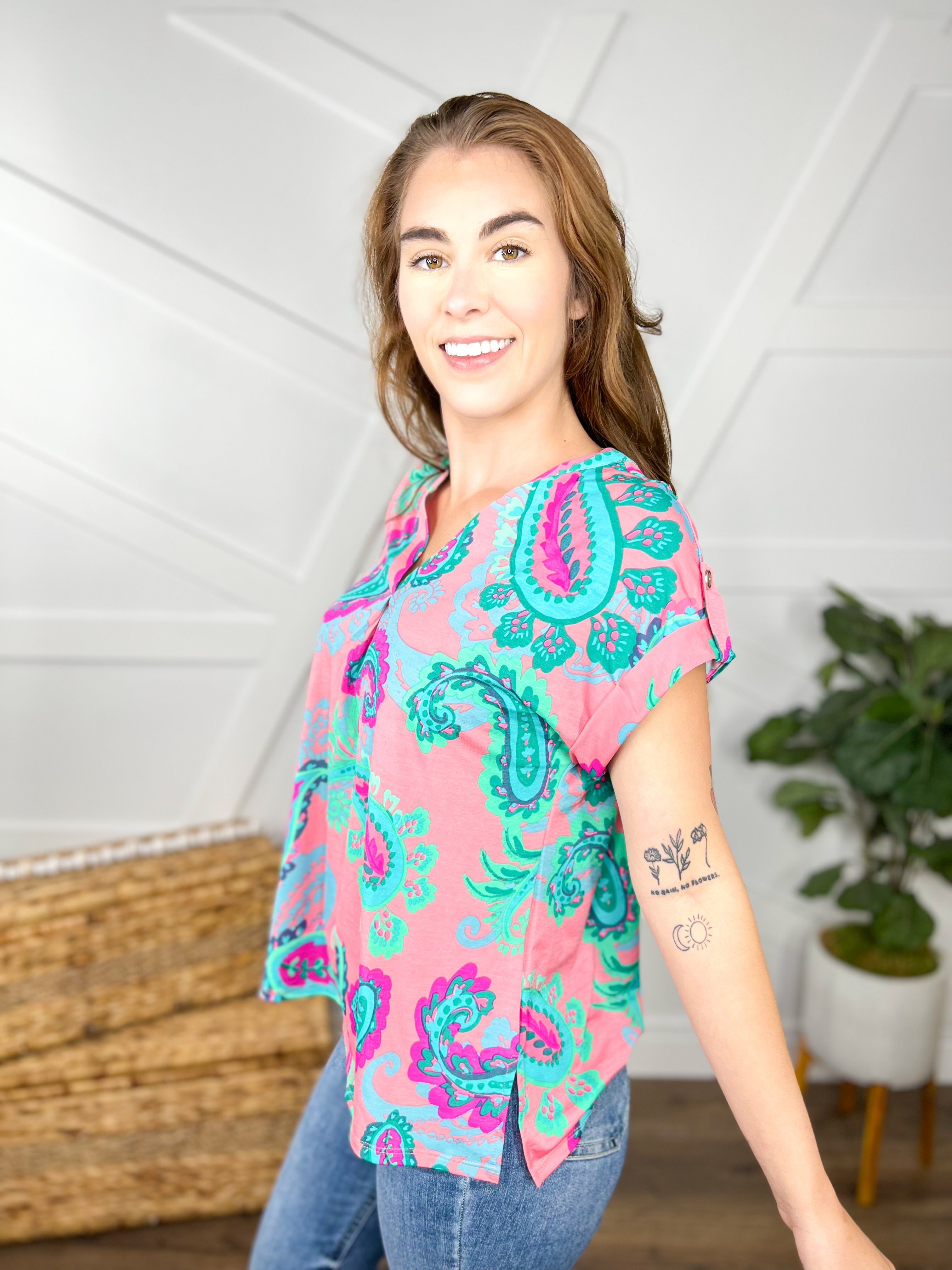 Out Loud Top-110 Short Sleeve Top-DEAR SCARLETT-Heathered Boho Boutique, Women's Fashion and Accessories in Palmetto, FL