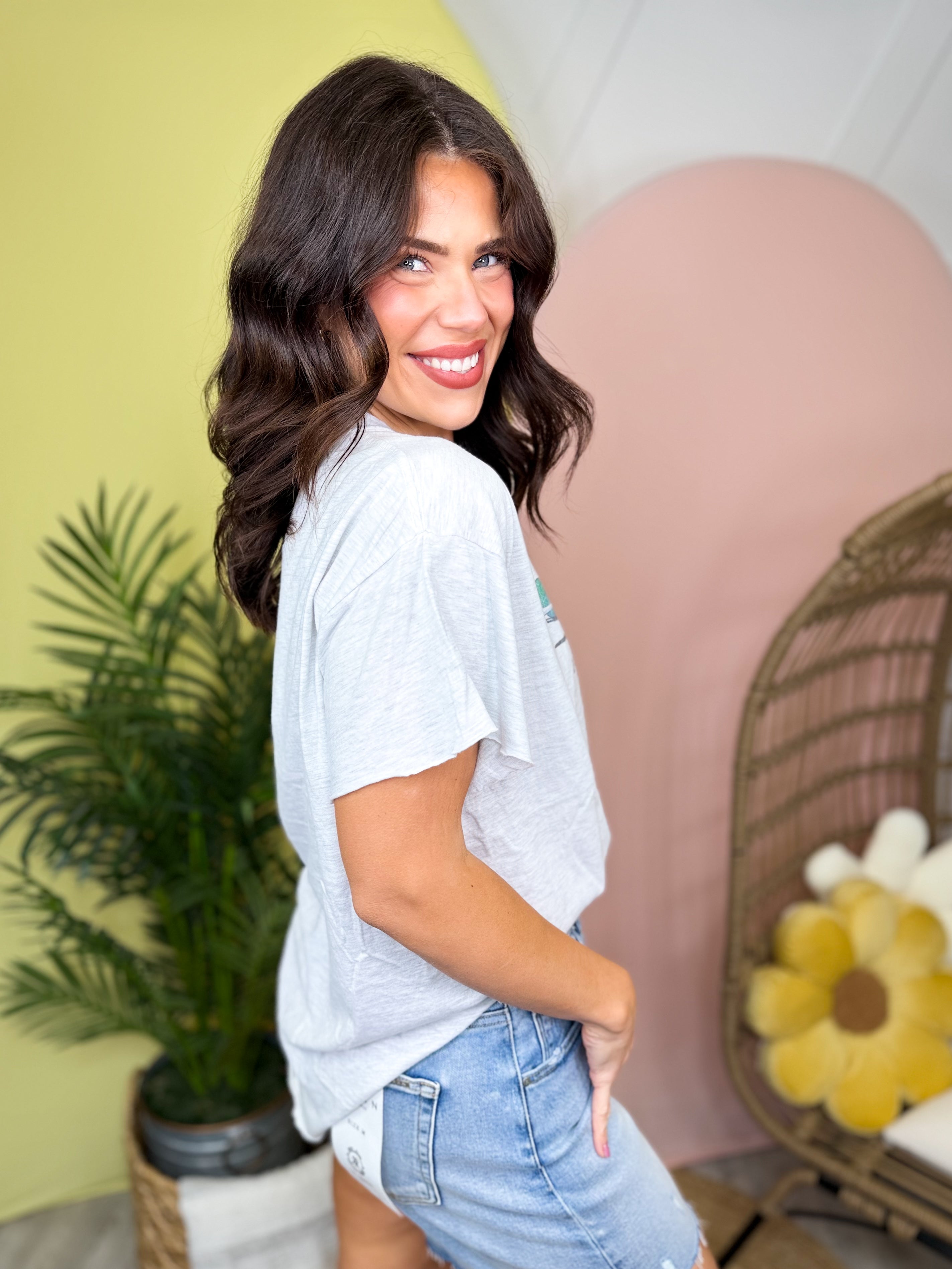 HOT GIRLS HIT CURBS SIDE SLIT TEE-130 GRAPHIC TEES-Pebby Forevee-Heathered Boho Boutique, Women's Fashion and Accessories in Palmetto, FL