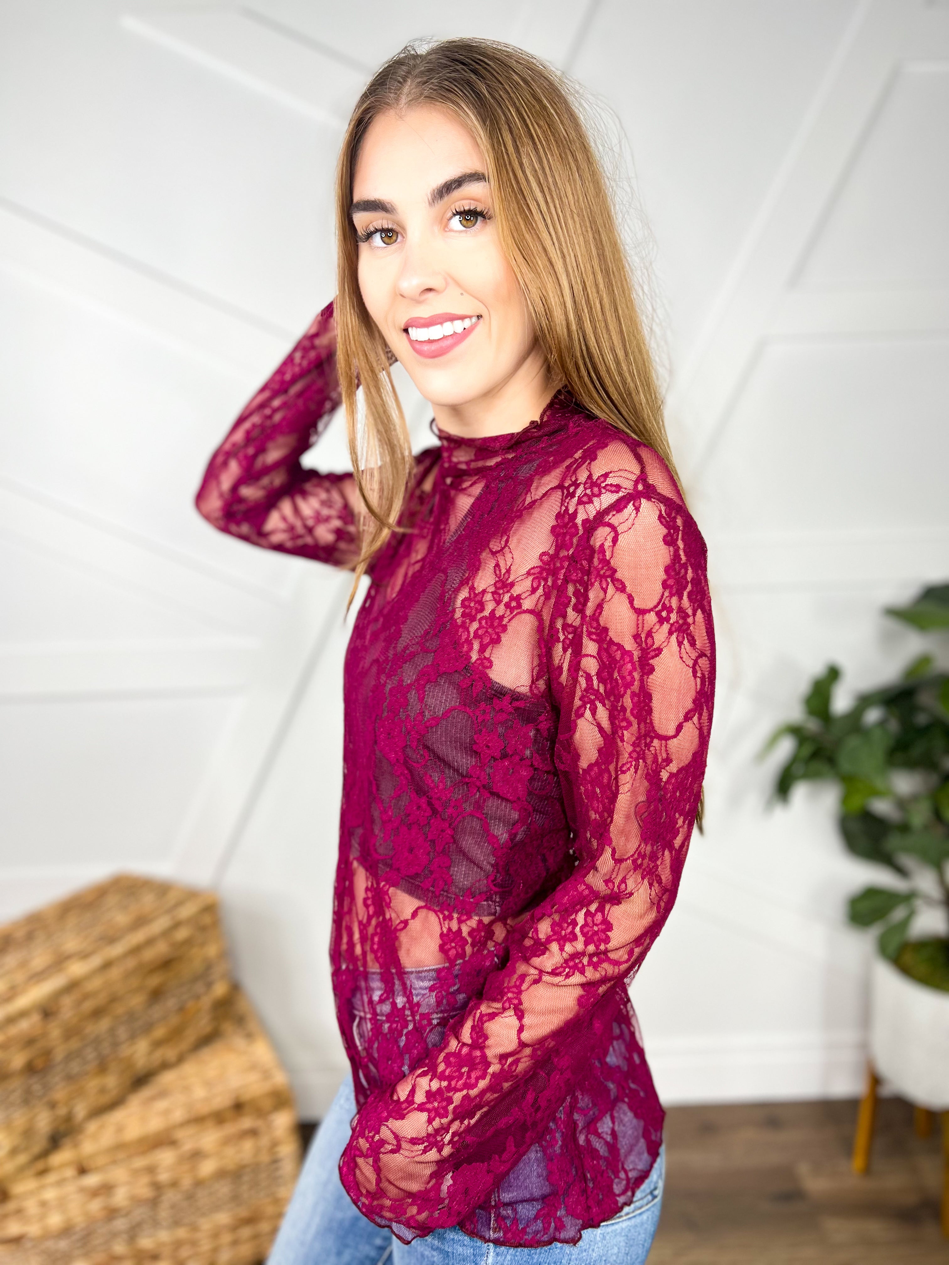 RESTOCK : Into the Garden Mesh Top-120 Long Sleeve Tops-Jade by Jane-Heathered Boho Boutique, Women's Fashion and Accessories in Palmetto, FL