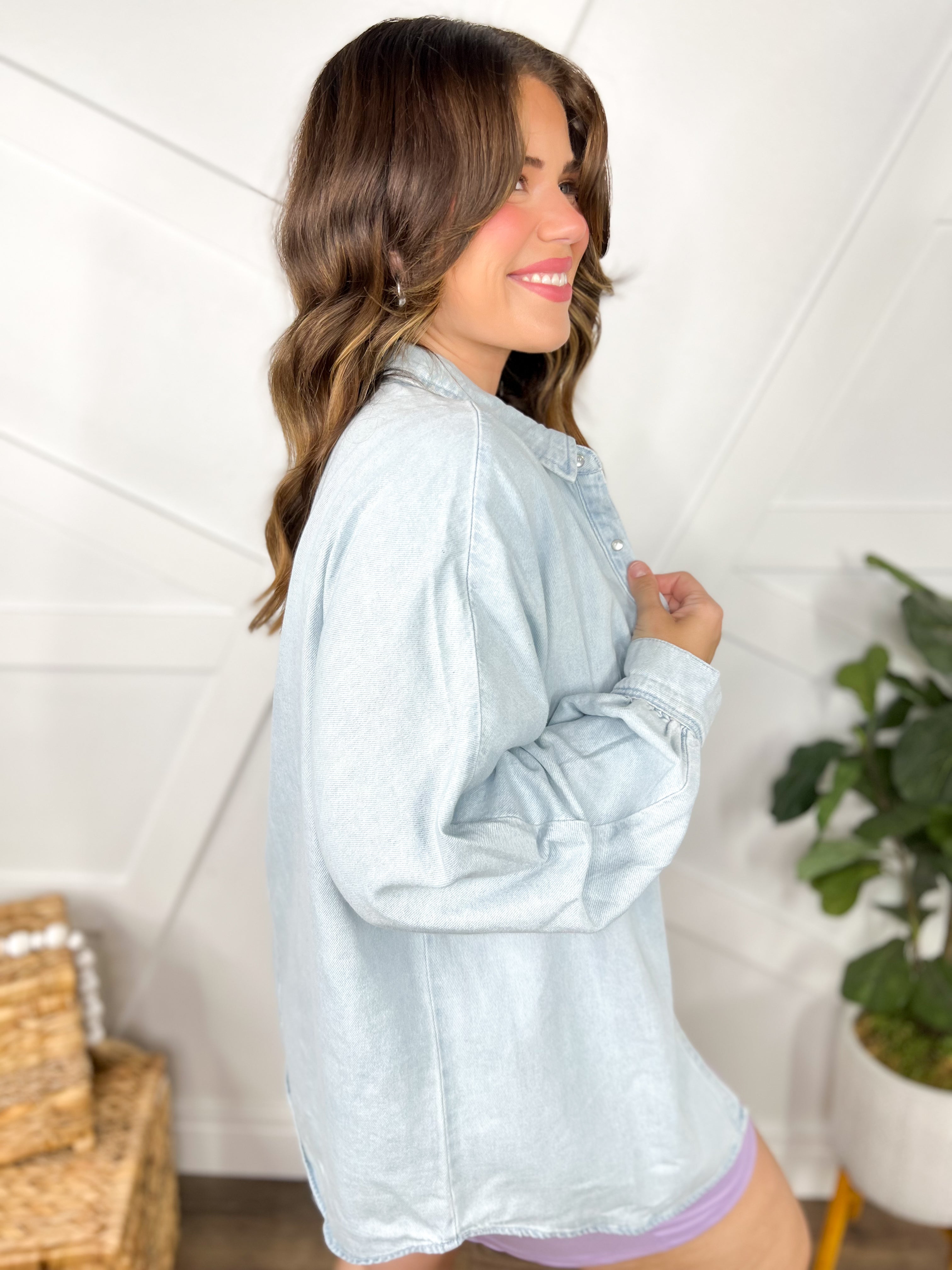 Claire Balloon Top-120 Long Sleeve Tops-Risen Jeans-Heathered Boho Boutique, Women's Fashion and Accessories in Palmetto, FL