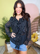 Parisian Dots Ruffle Blouse-120 LONG SLEEVE TOPS-ODDI-Heathered Boho Boutique, Women's Fashion and Accessories in Palmetto, FL
