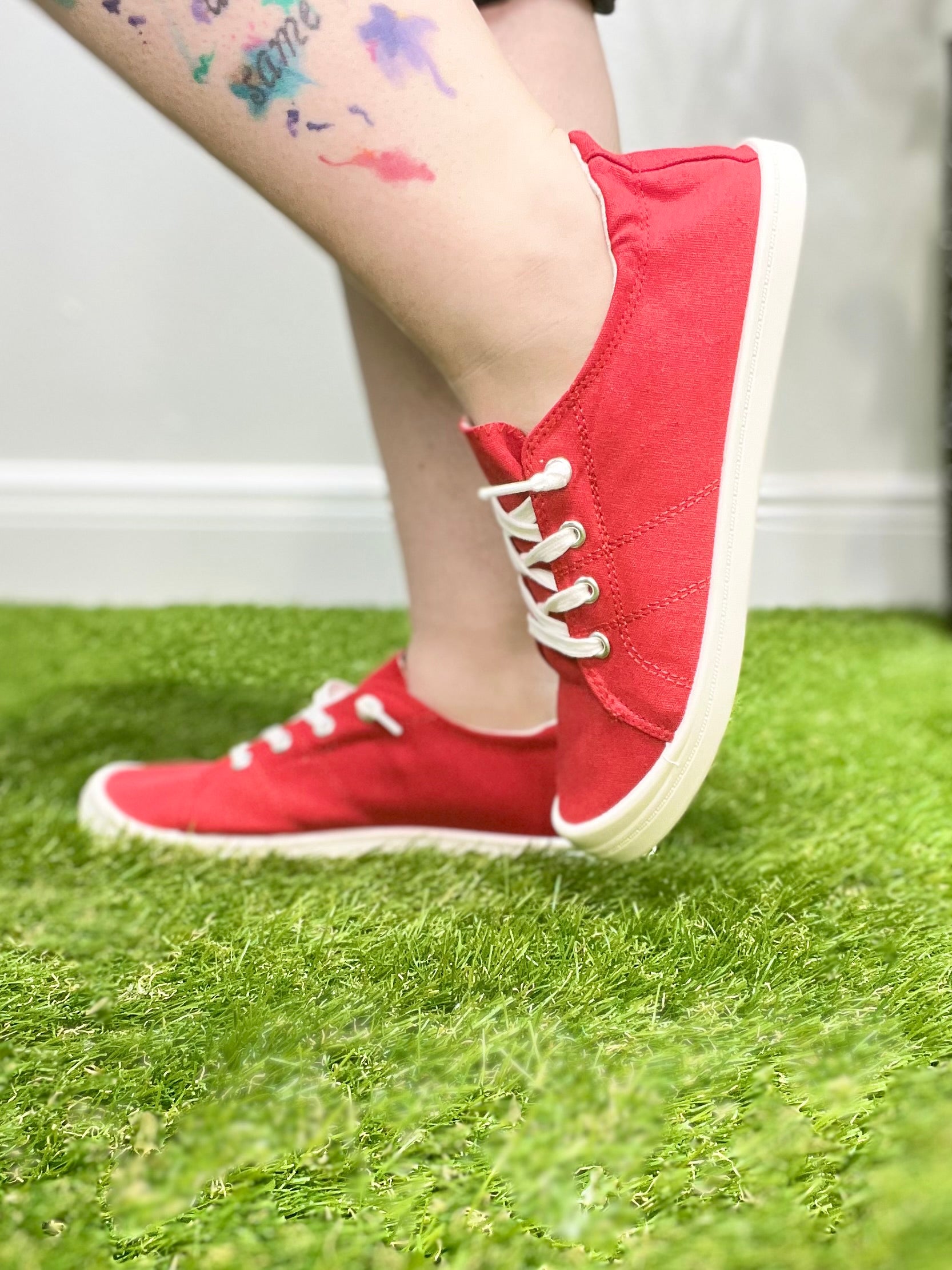 Red Zest Sneakers-350 Shoes-Fortune Dynamic-Heathered Boho Boutique, Women's Fashion and Accessories in Palmetto, FL