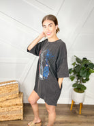 Champagne Pop T-Shirt Dress-130 Graphic Tees-Fantastic Fawn-Heathered Boho Boutique, Women's Fashion and Accessories in Palmetto, FL