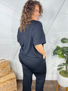 Double Take Full Size Texture Round Neck Short Sleeve T-Shirt and Wide Leg Pants-Sets-Trendsi-Heathered Boho Boutique, Women's Fashion and Accessories in Palmetto, FL