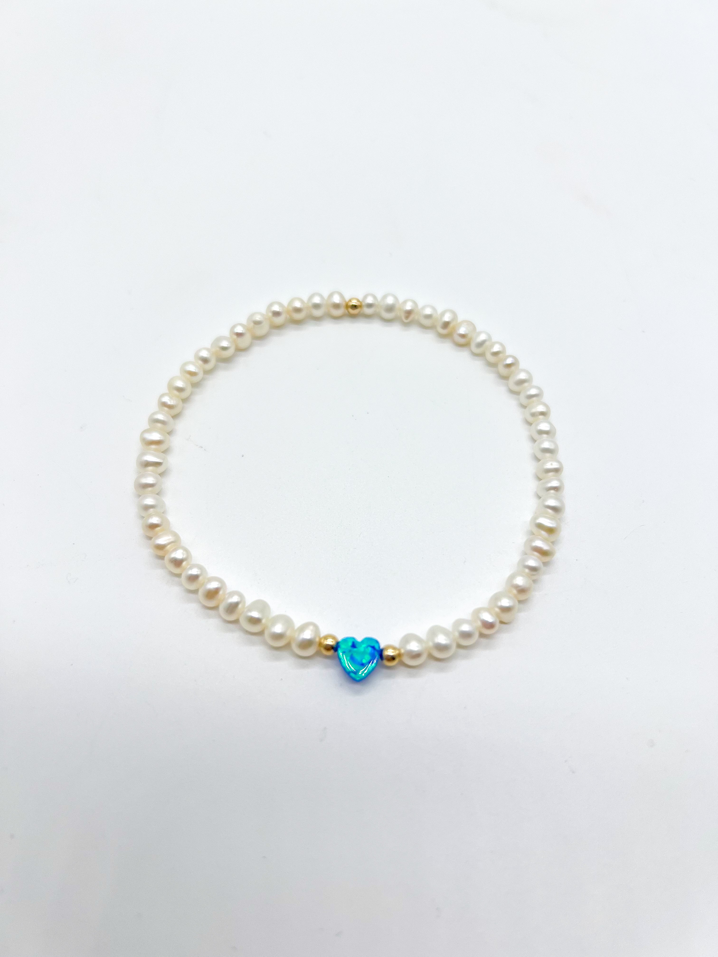 7" Opal Heart Bracelet-310 Jewelry-Bara Boheme-Heathered Boho Boutique, Women's Fashion and Accessories in Palmetto, FL