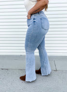 With a Twist Flare Jeans by Risen-190 Jeans-Risen Jeans-Heathered Boho Boutique, Women's Fashion and Accessories in Palmetto, FL