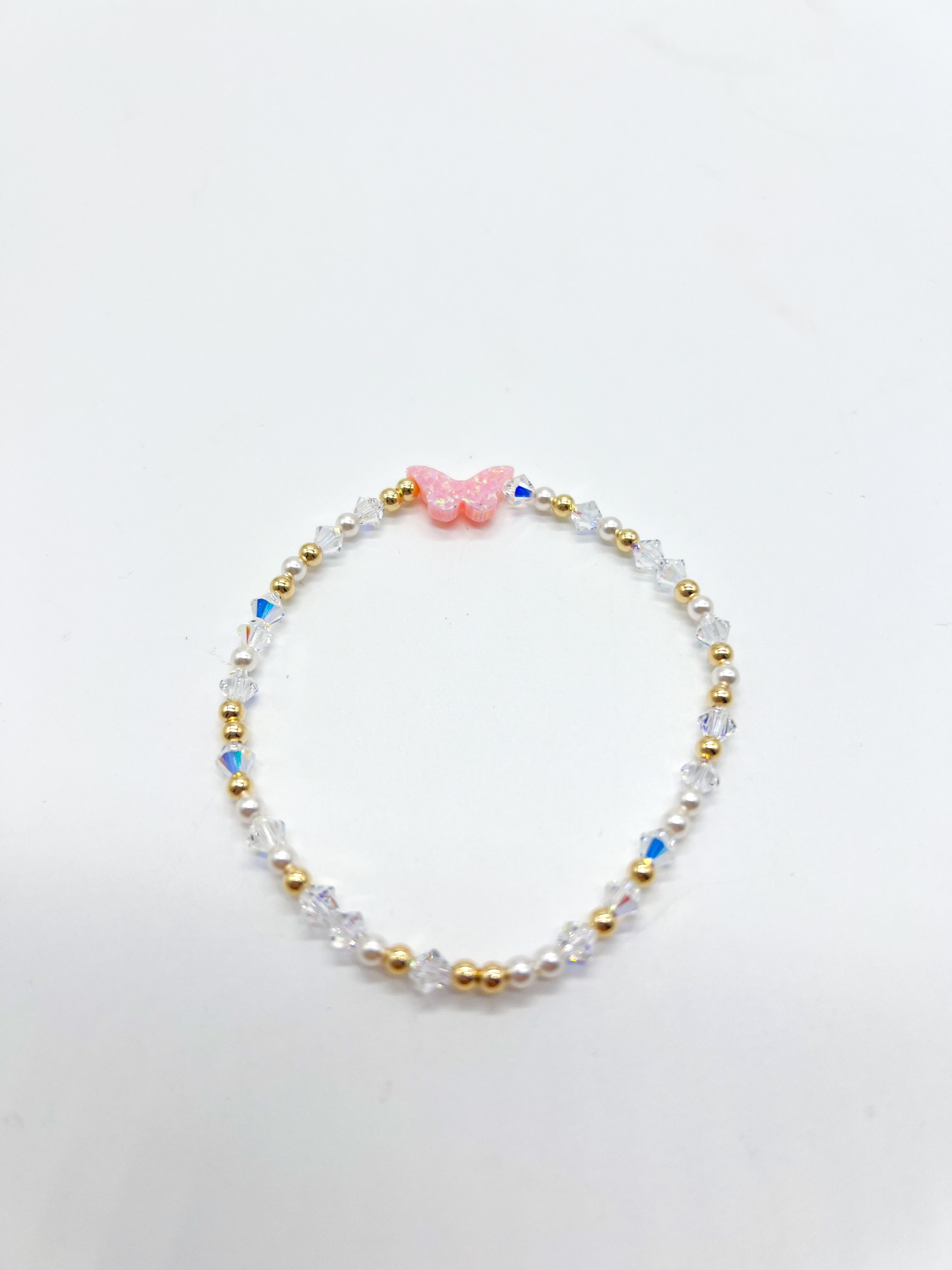 7" Lustrous Opal Butterfly Bracelet-310 Jewelry-Bara Boheme-Heathered Boho Boutique, Women's Fashion and Accessories in Palmetto, FL