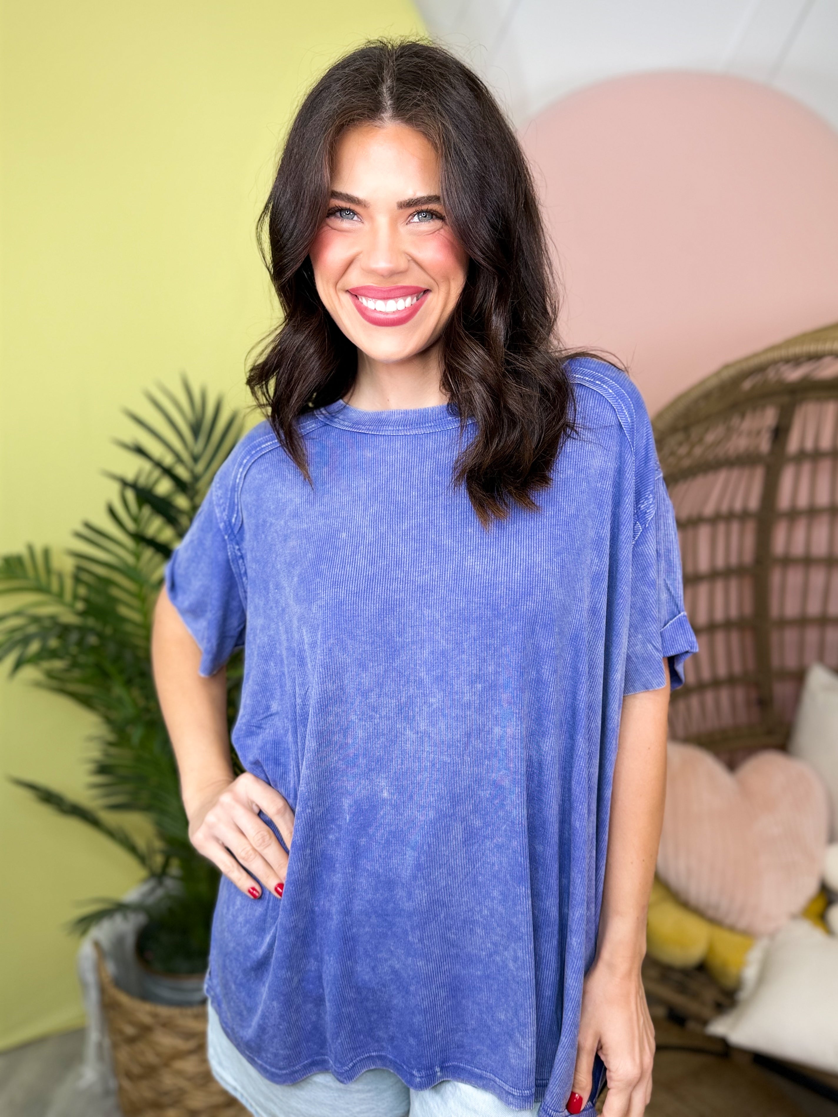 Restock: Conquer The Weekend Top-110 SHORT SLEEVE TOP-ZENANA-Heathered Boho Boutique, Women's Fashion and Accessories in Palmetto, FL