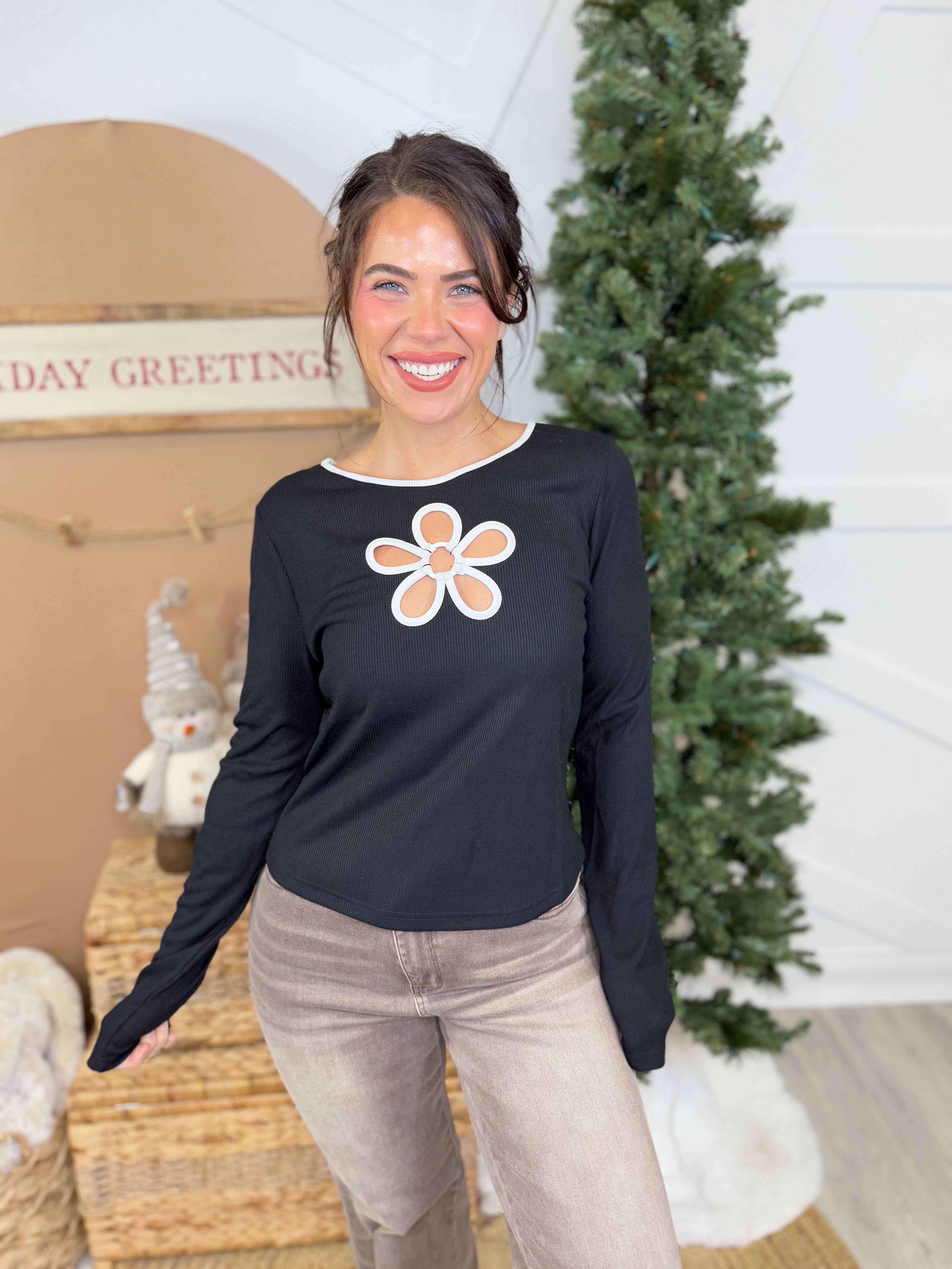 Simply Sweet Top-120 LONG SLEEVE TOPS-oddi-Heathered Boho Boutique, Women's Fashion and Accessories in Palmetto, FL