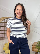 Coastal Line Top-110 SHORT SLEEVE TOP-ZENANA-Heathered Boho Boutique, Women's Fashion and Accessories in Palmetto, FL