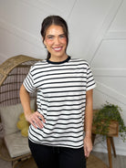 Coastal Line Top-110 SHORT SLEEVE TOP-ZENANA-Heathered Boho Boutique, Women's Fashion and Accessories in Palmetto, FL