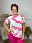 Coastal Line Top-110 SHORT SLEEVE TOP-ZENANA-Heathered Boho Boutique, Women's Fashion and Accessories in Palmetto, FL