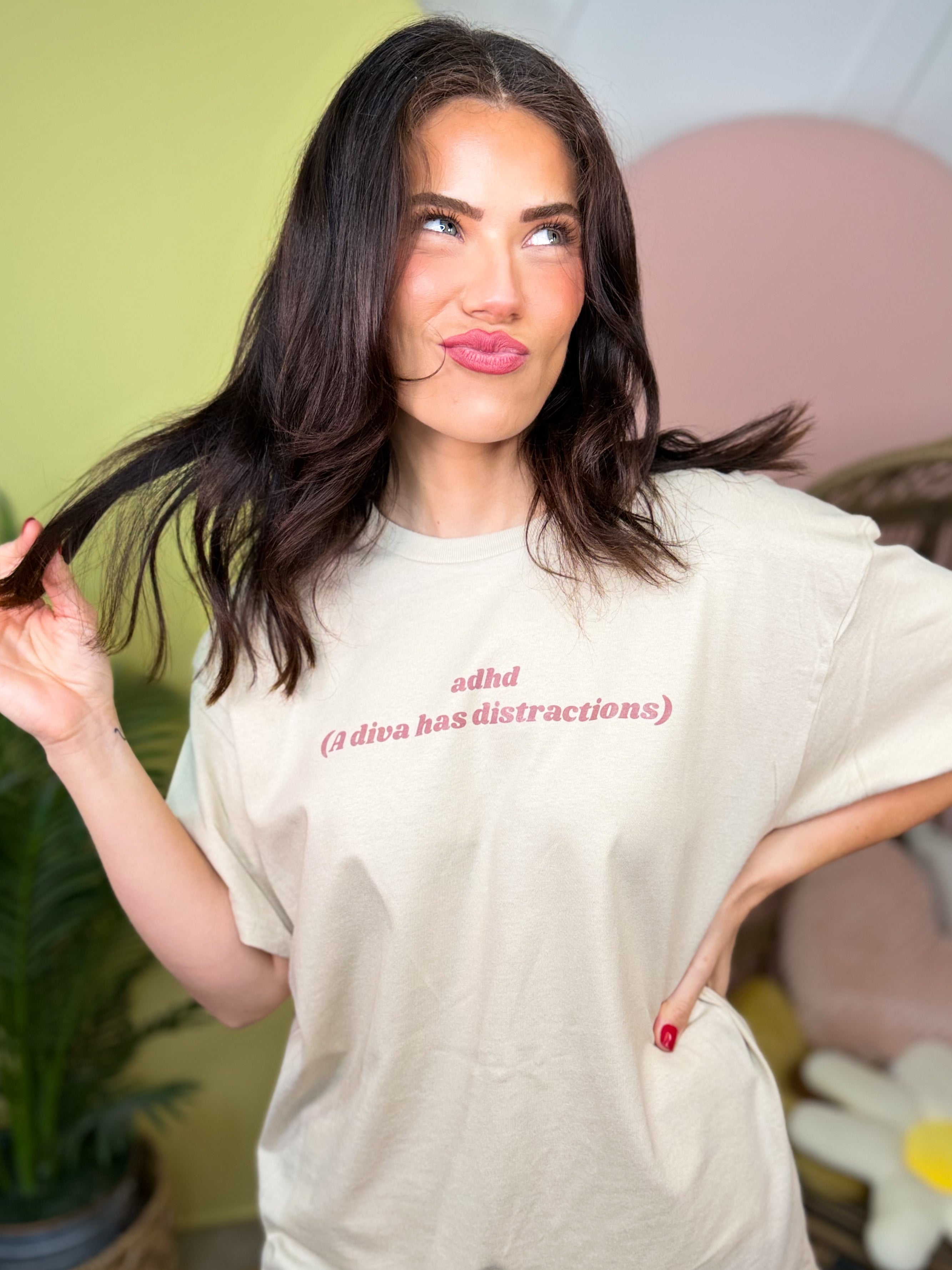 A Diva Has Distractions Graphic Tee-130 Graphic Tees-Heathered Boho-Heathered Boho Boutique, Women's Fashion and Accessories in Palmetto, FL