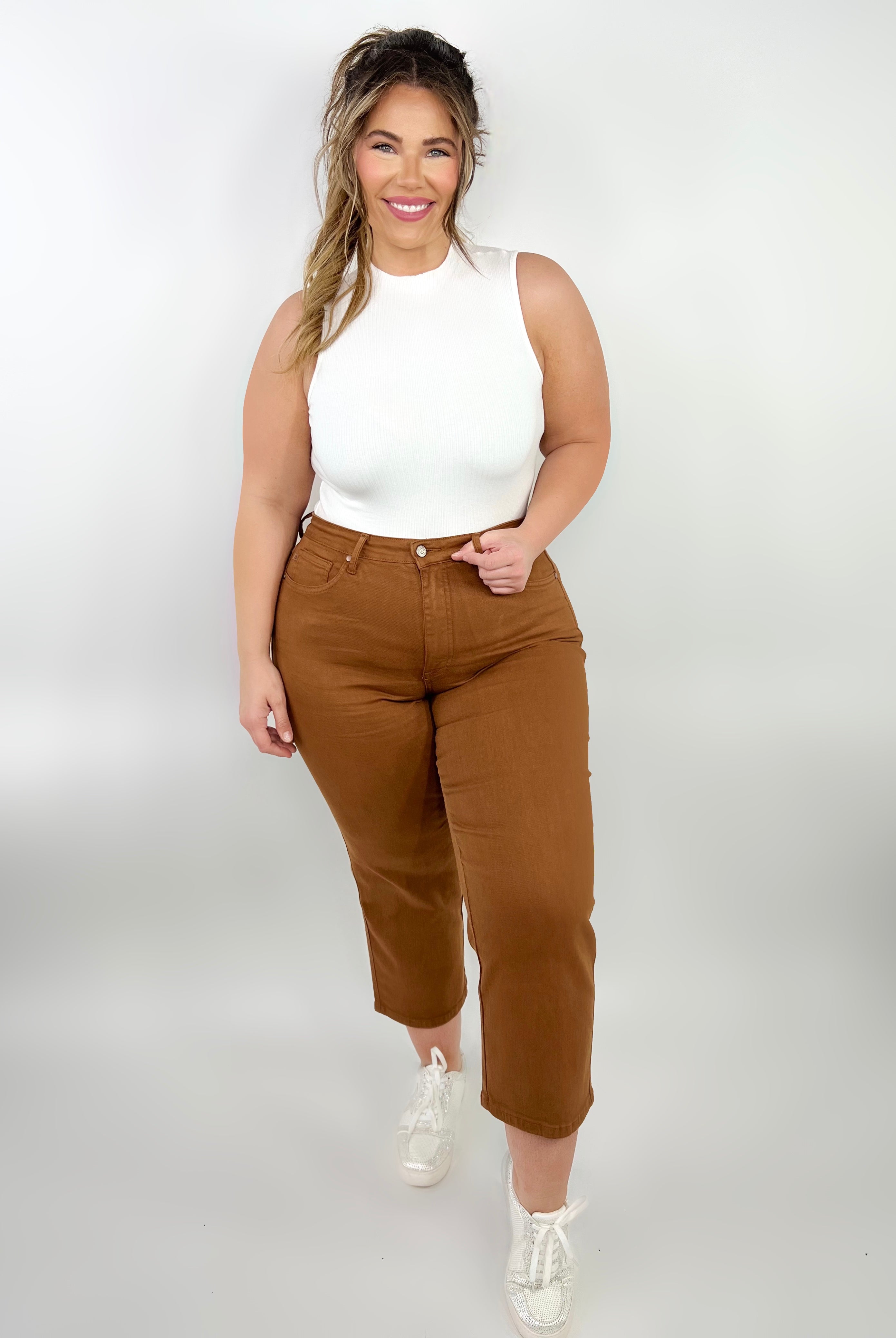 Trust the Process TUMMY CONTROL Crop Jeans by Judy Blue-190 Jeans-Judy Blue-Heathered Boho Boutique, Women's Fashion and Accessories in Palmetto, FL