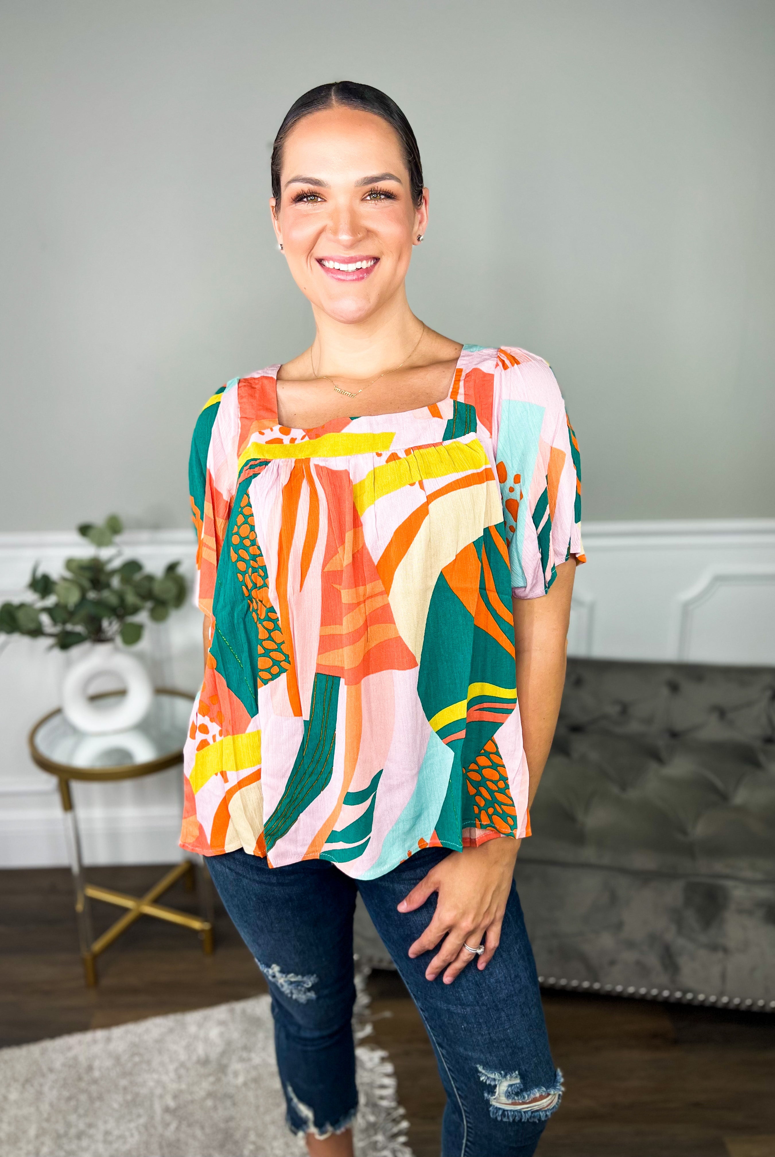 Outside the Box Top-110 Short Sleeve Top-And The Why-Heathered Boho Boutique, Women's Fashion and Accessories in Palmetto, FL