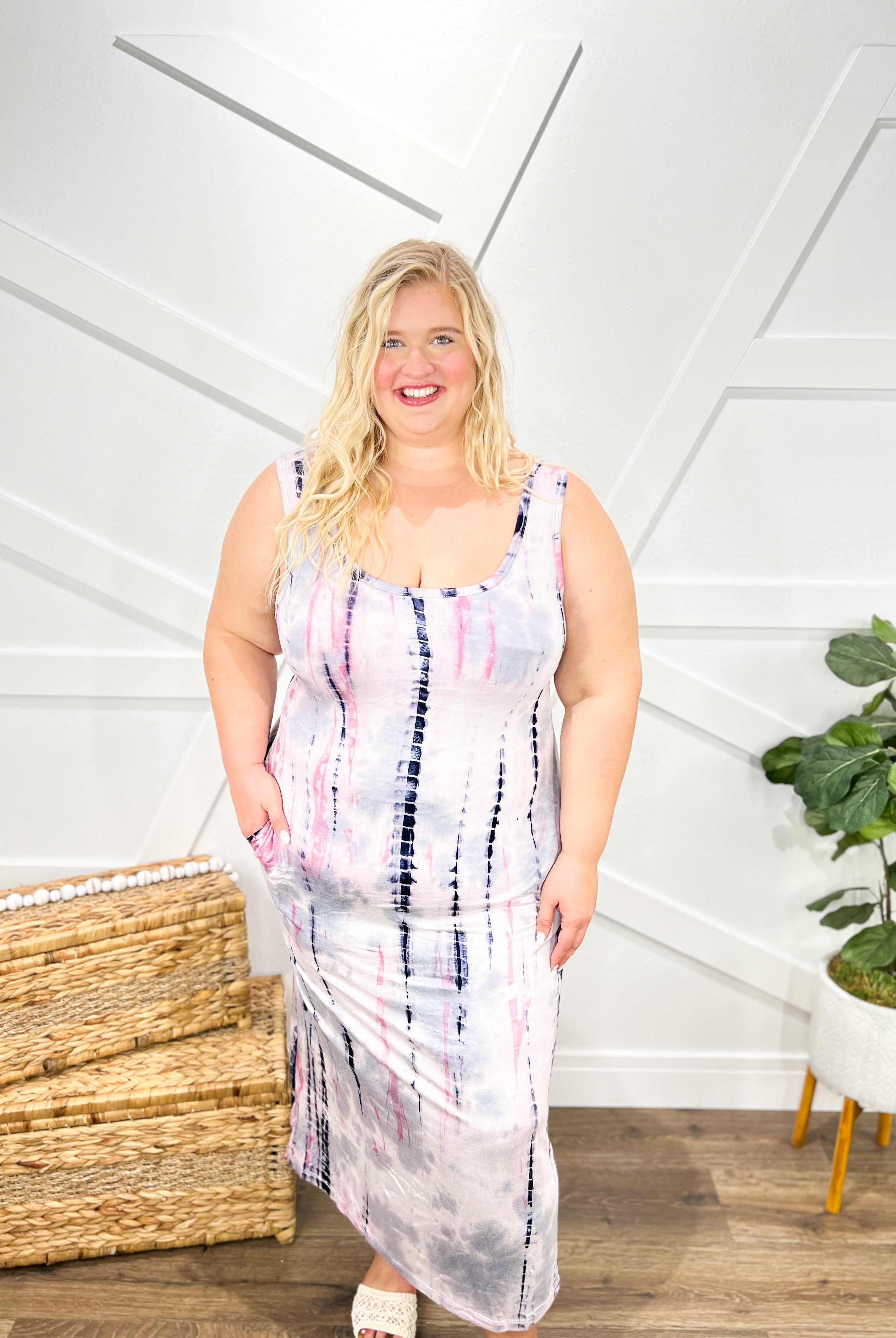 Tie Dye with a Twist Dress-230 Dresses/Jumpsuits/Rompers-White Birch-Heathered Boho Boutique, Women's Fashion and Accessories in Palmetto, FL