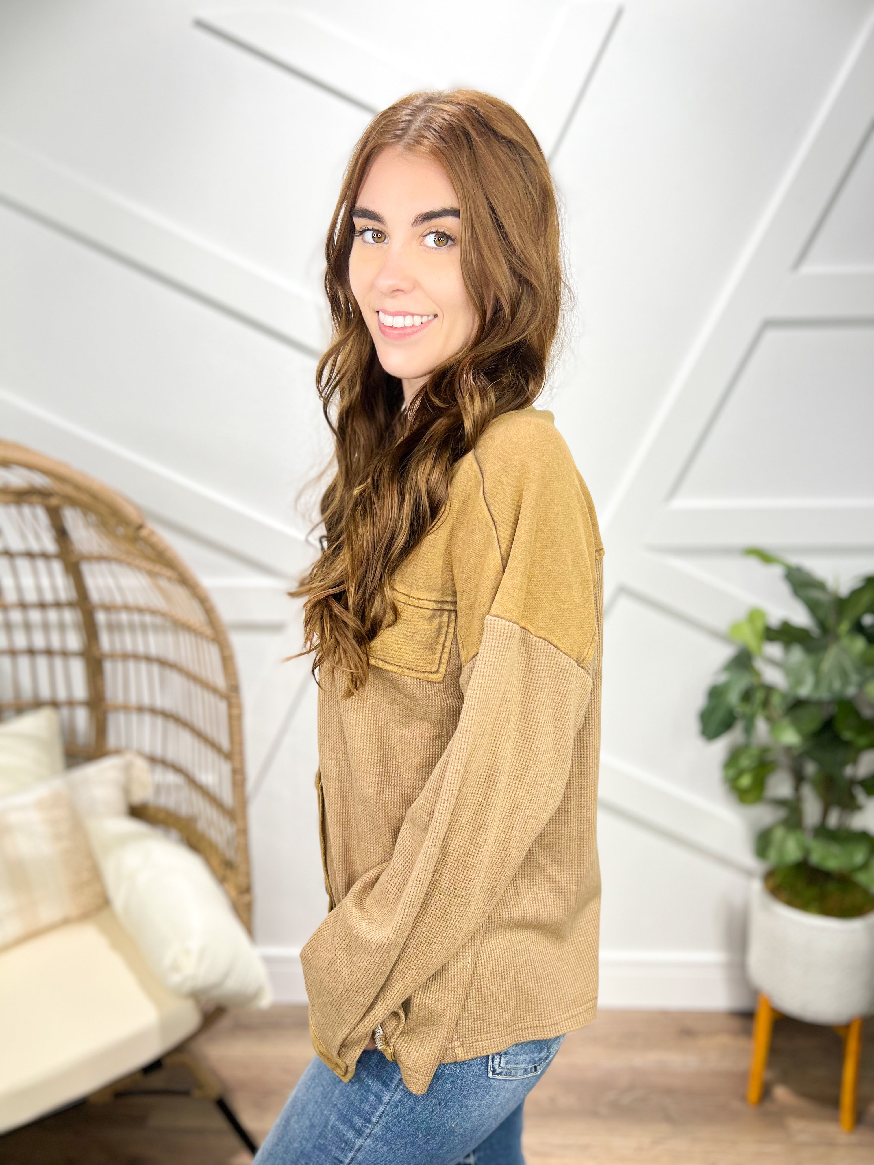 All the Feels Button Down Top (3 colors)-120 Long Sleeve Tops-Heyson-Heathered Boho Boutique, Women's Fashion and Accessories in Palmetto, FL