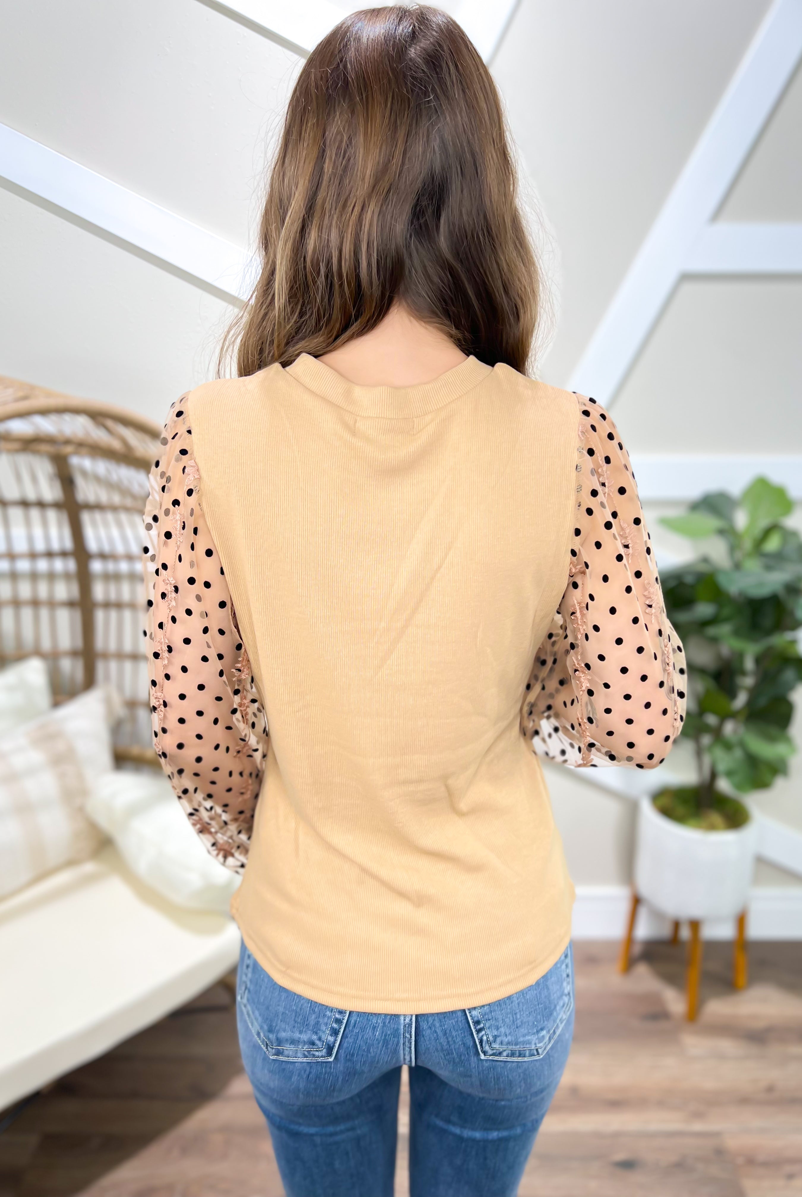 Rock It Polkadot Top-120 Long Sleeve Tops-Polagram-Heathered Boho Boutique, Women's Fashion and Accessories in Palmetto, FL