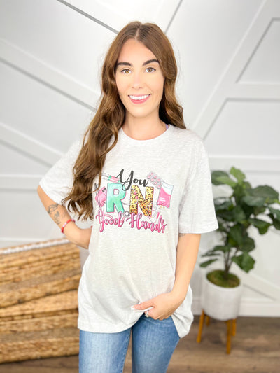 You RN Good Hands Graphic Tee-130 Graphic Tees-Heathered Boho-Heathered Boho Boutique, Women's Fashion and Accessories in Palmetto, FL
