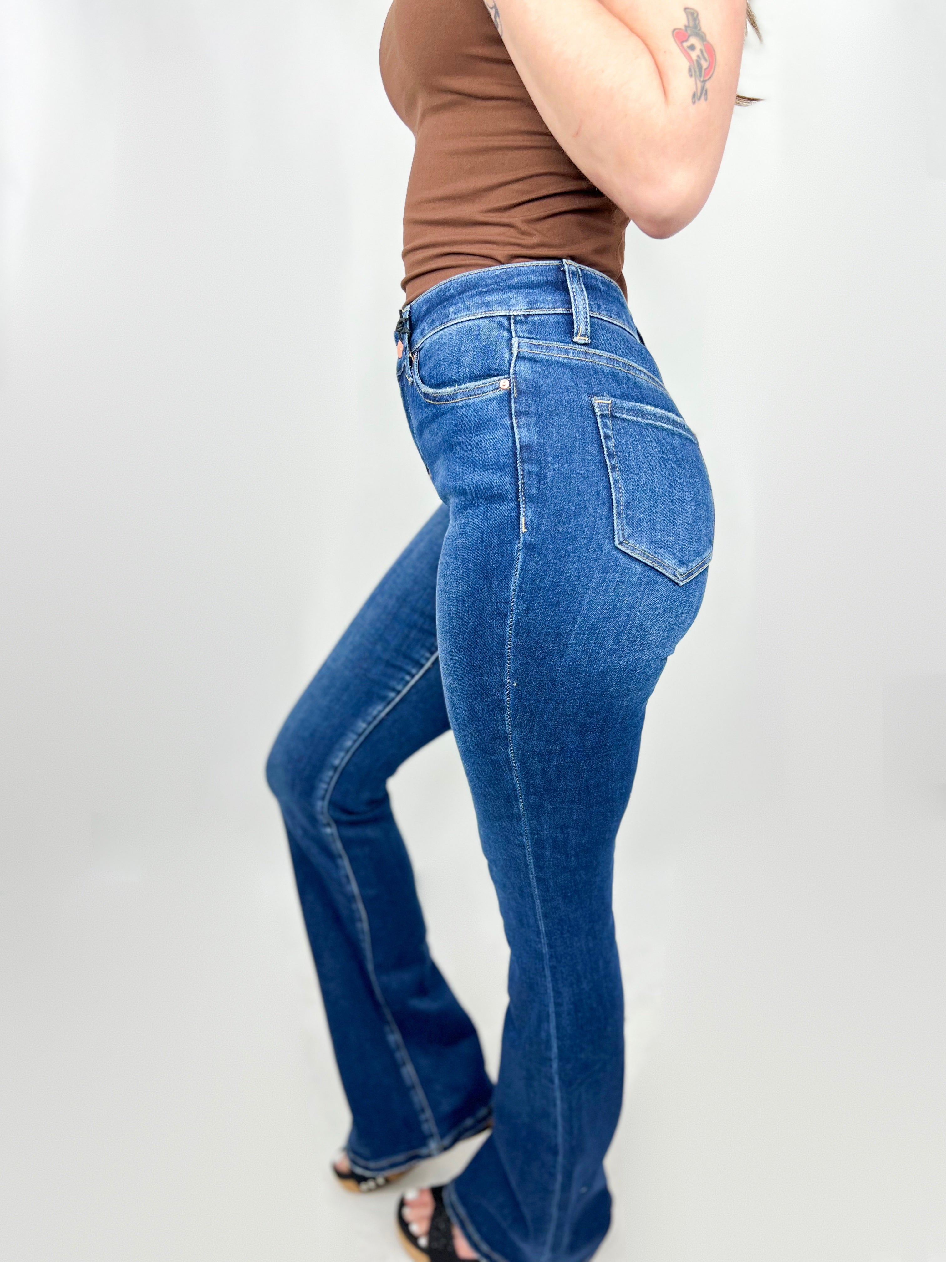 Verity Flare Jeans by Mica-190 Jeans-Mica Denim-Heathered Boho Boutique, Women's Fashion and Accessories in Palmetto, FL