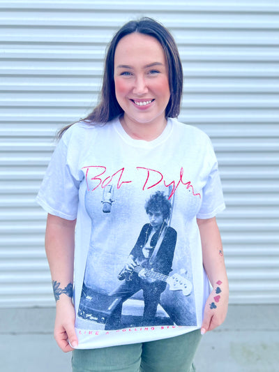 Bob Dylan Rolling Stones Graphic Tee-130 Graphic Tees-Prince Peter-Heathered Boho Boutique, Women's Fashion and Accessories in Palmetto, FL