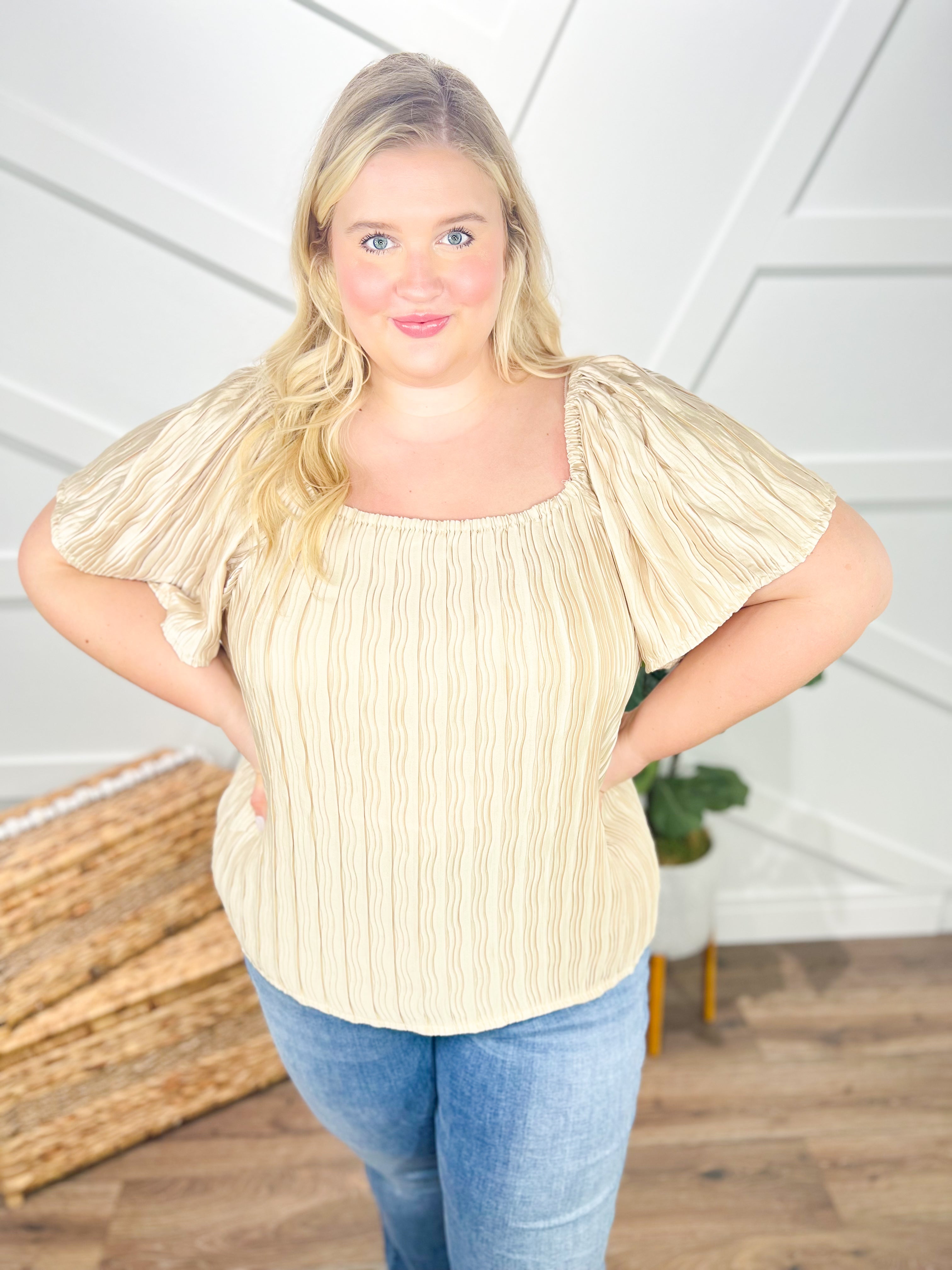 RESTOCK: Lustrous Elegance Top-110 Short Sleeve Top-Southern Grace-Heathered Boho Boutique, Women's Fashion and Accessories in Palmetto, FL