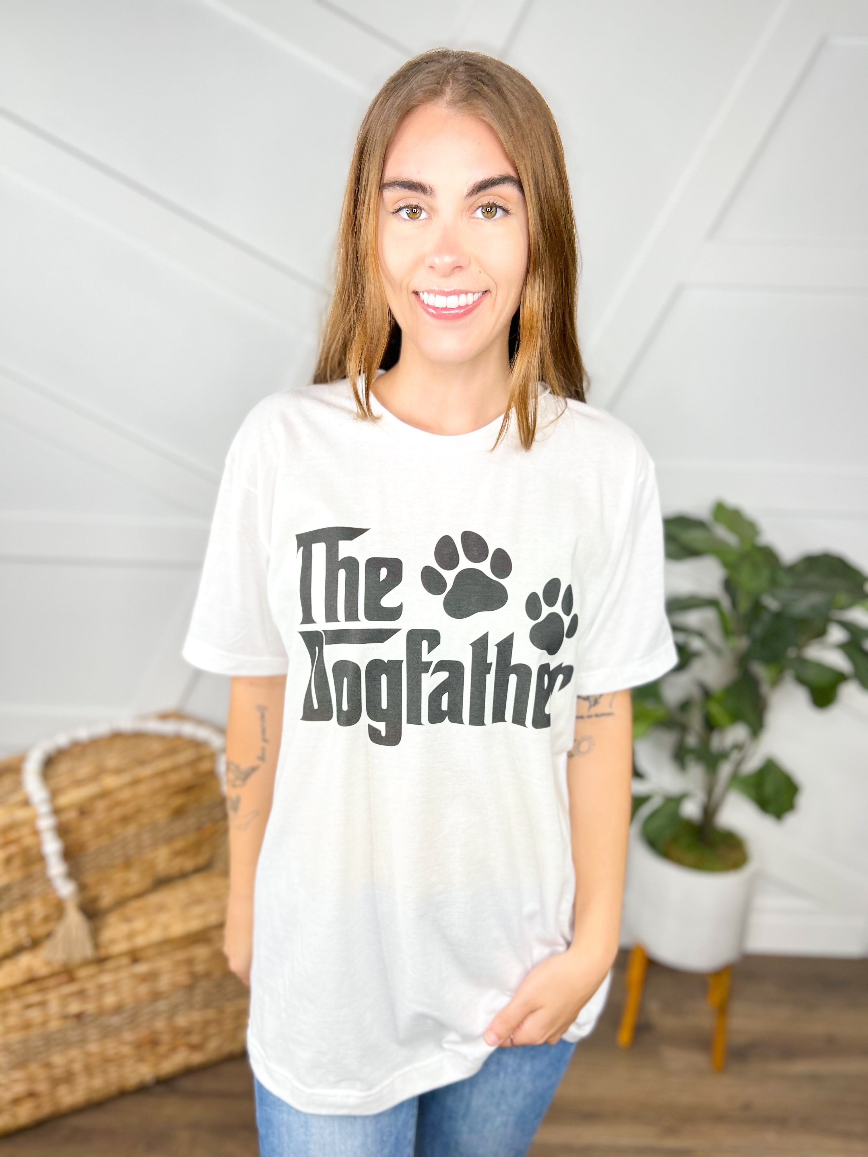 The Dogfather Graphic Tee-130 Graphic Tees-Heathered Boho-Heathered Boho Boutique, Women's Fashion and Accessories in Palmetto, FL