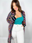 Multicolored Open Front Fringe Hem Cardigan-Cardigans + Kimonos-Trendsi-Heathered Boho Boutique, Women's Fashion and Accessories in Palmetto, FL