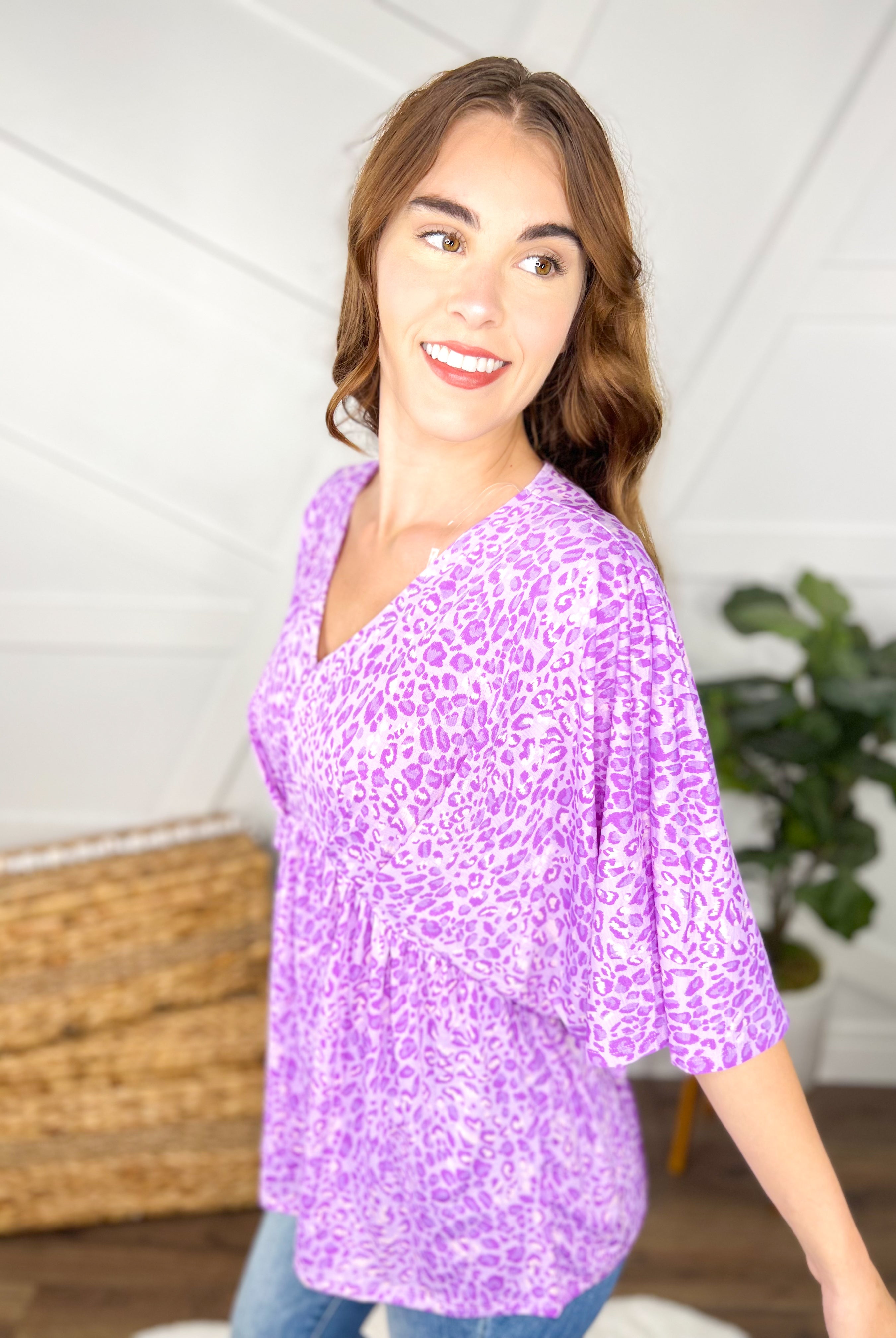 Leaping Leopards Top-110 Short Sleeve Top-DEAR SCARLETT-Heathered Boho Boutique, Women's Fashion and Accessories in Palmetto, FL