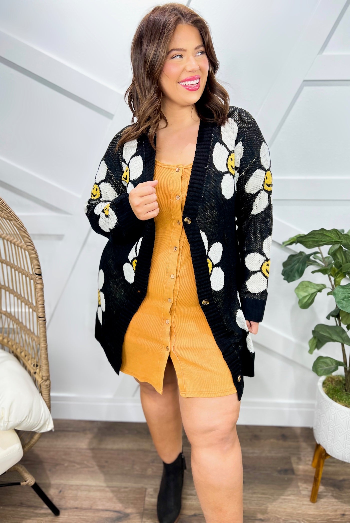 Double Take Floral Button Down Longline Cardigan-220 Cardigans/ Kimonos-Trendsi-Heathered Boho Boutique, Women's Fashion and Accessories in Palmetto, FL