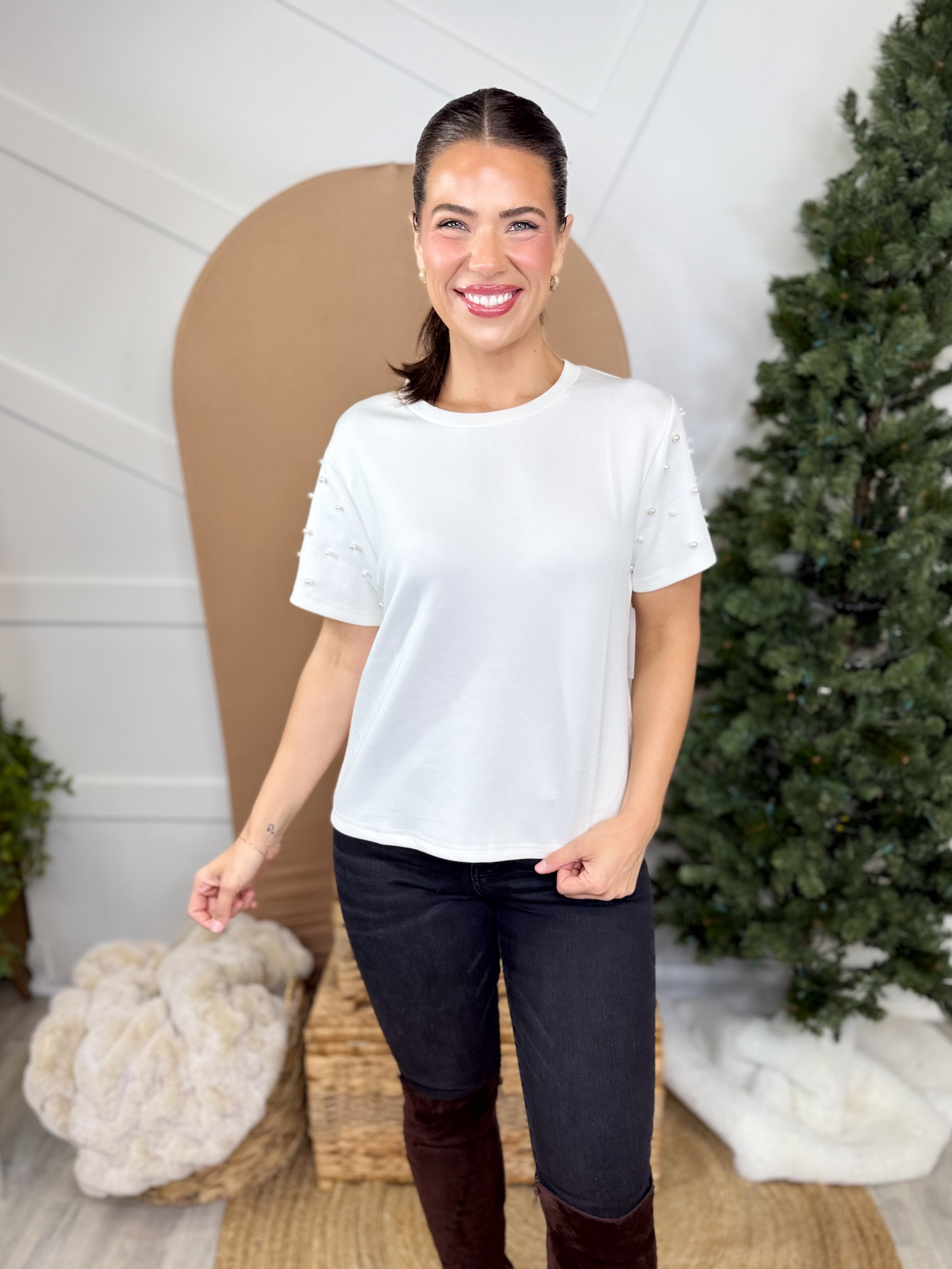 New Standards Top-110 SHORT SLEEVE TOP-SPIN USA-Heathered Boho Boutique, Women's Fashion and Accessories in Palmetto, FL