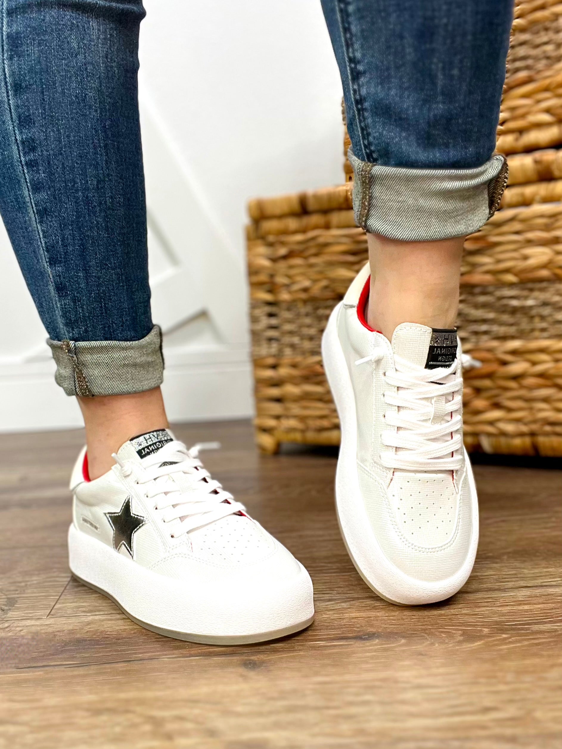 White and Red Ream 10 Sneakers-350 Shoes-Vintage Havana-Heathered Boho Boutique, Women's Fashion and Accessories in Palmetto, FL