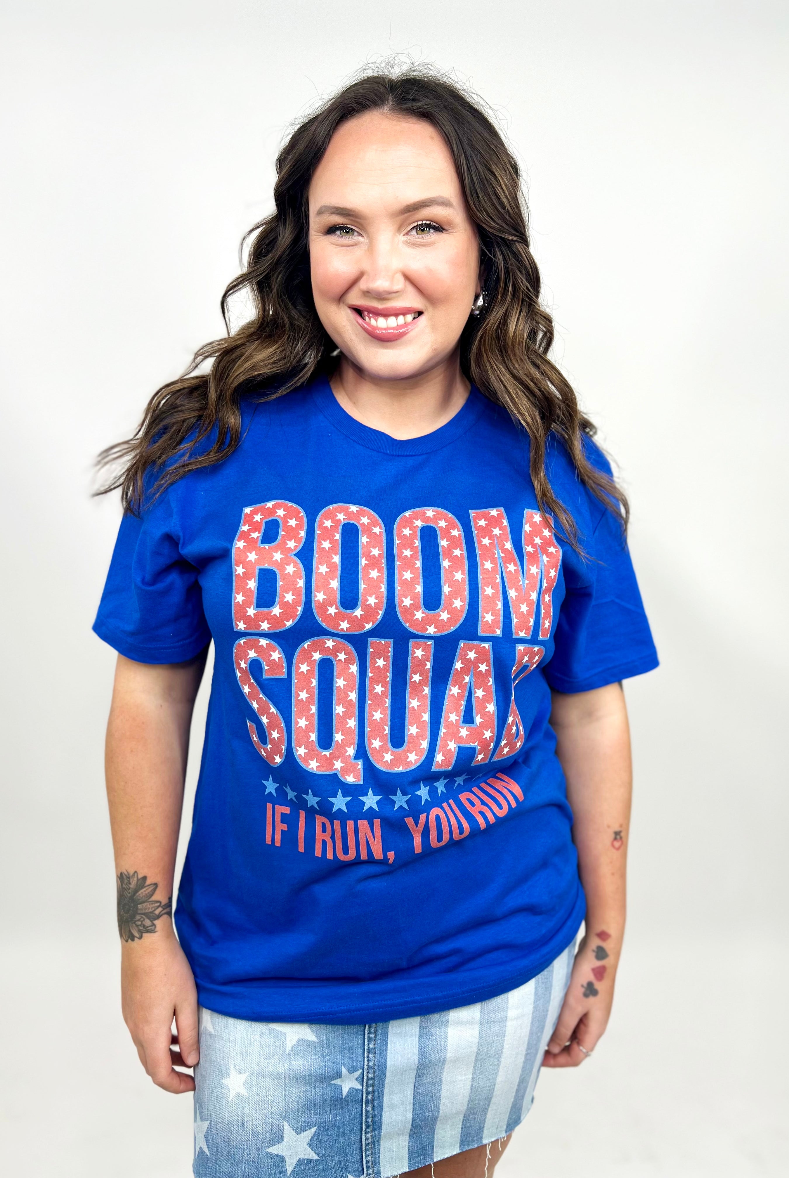Boom Squad Graphic Tee-130 Graphic Tees-Heathered Boho-Heathered Boho Boutique, Women's Fashion and Accessories in Palmetto, FL
