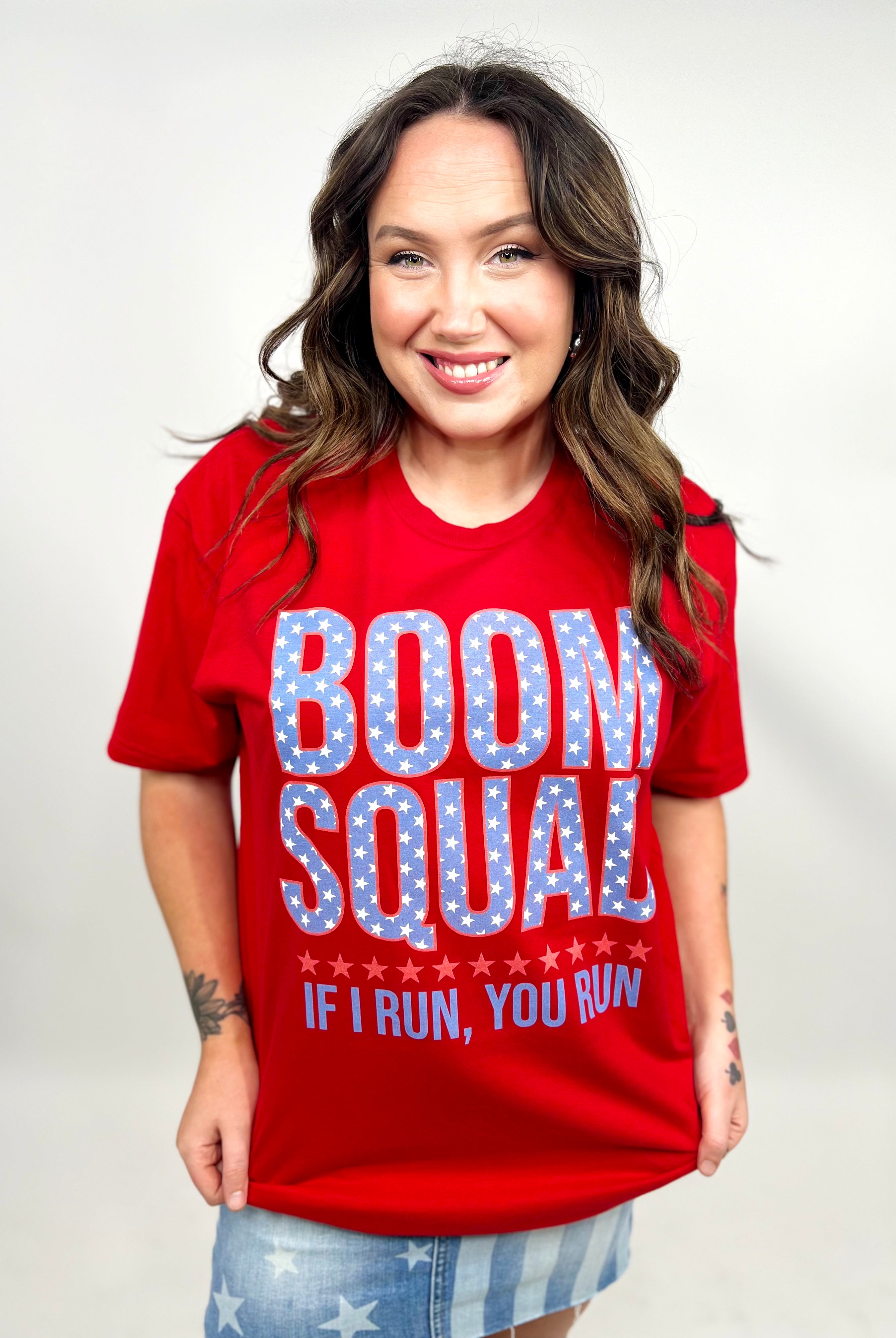 Boom Squad Graphic Tee-130 Graphic Tees-Heathered Boho-Heathered Boho Boutique, Women's Fashion and Accessories in Palmetto, FL