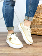 White and Gold Ream Vintage Havana Sneakers-350 Shoes-Vintage Havana-Heathered Boho Boutique, Women's Fashion and Accessories in Palmetto, FL