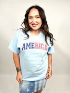 Faux Sequins America Graphic Tee-130 Graphic Tees-Heathered Boho-Heathered Boho Boutique, Women's Fashion and Accessories in Palmetto, FL