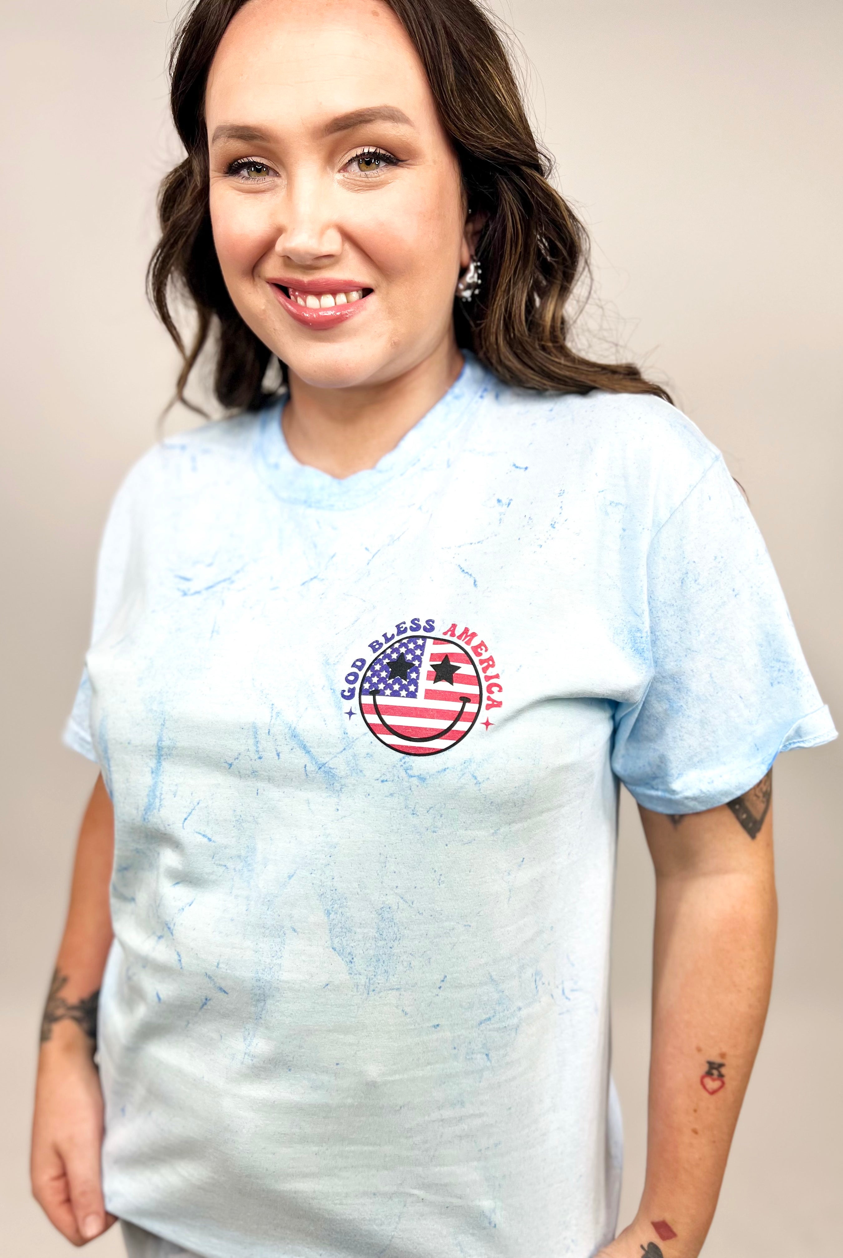 God Bless America Graphic Tee-130 Graphic Tees-Heathered Boho-Heathered Boho Boutique, Women's Fashion and Accessories in Palmetto, FL