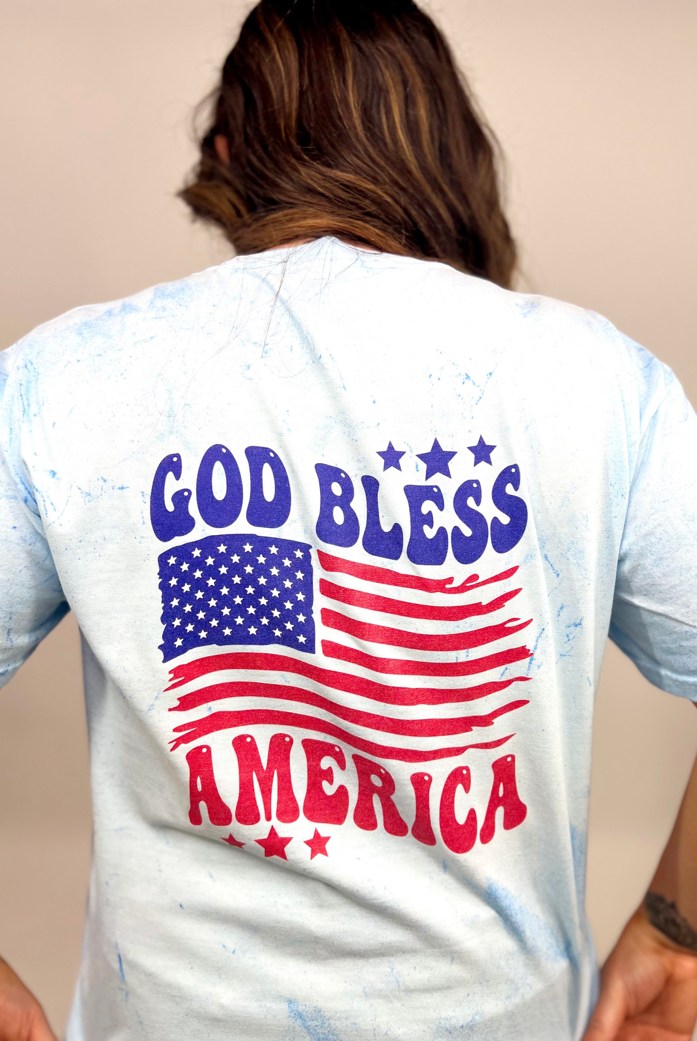 God Bless America Graphic Tee-130 Graphic Tees-Heathered Boho-Heathered Boho Boutique, Women's Fashion and Accessories in Palmetto, FL
