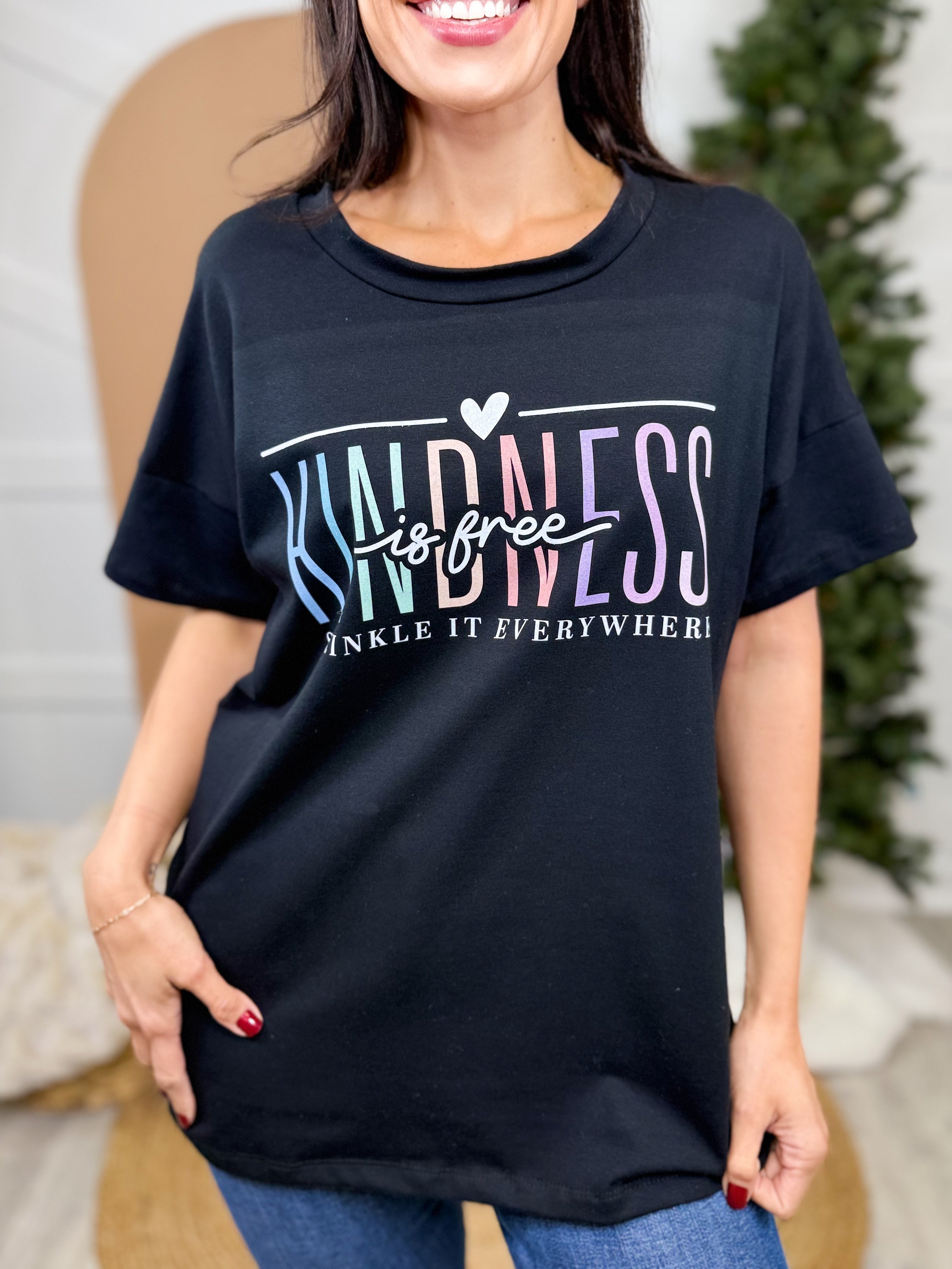 The Ex Kindness Is Free Graphic Tee-130 Graphic Tees-Heathered Boho-Heathered Boho Boutique, Women's Fashion and Accessories in Palmetto, FL