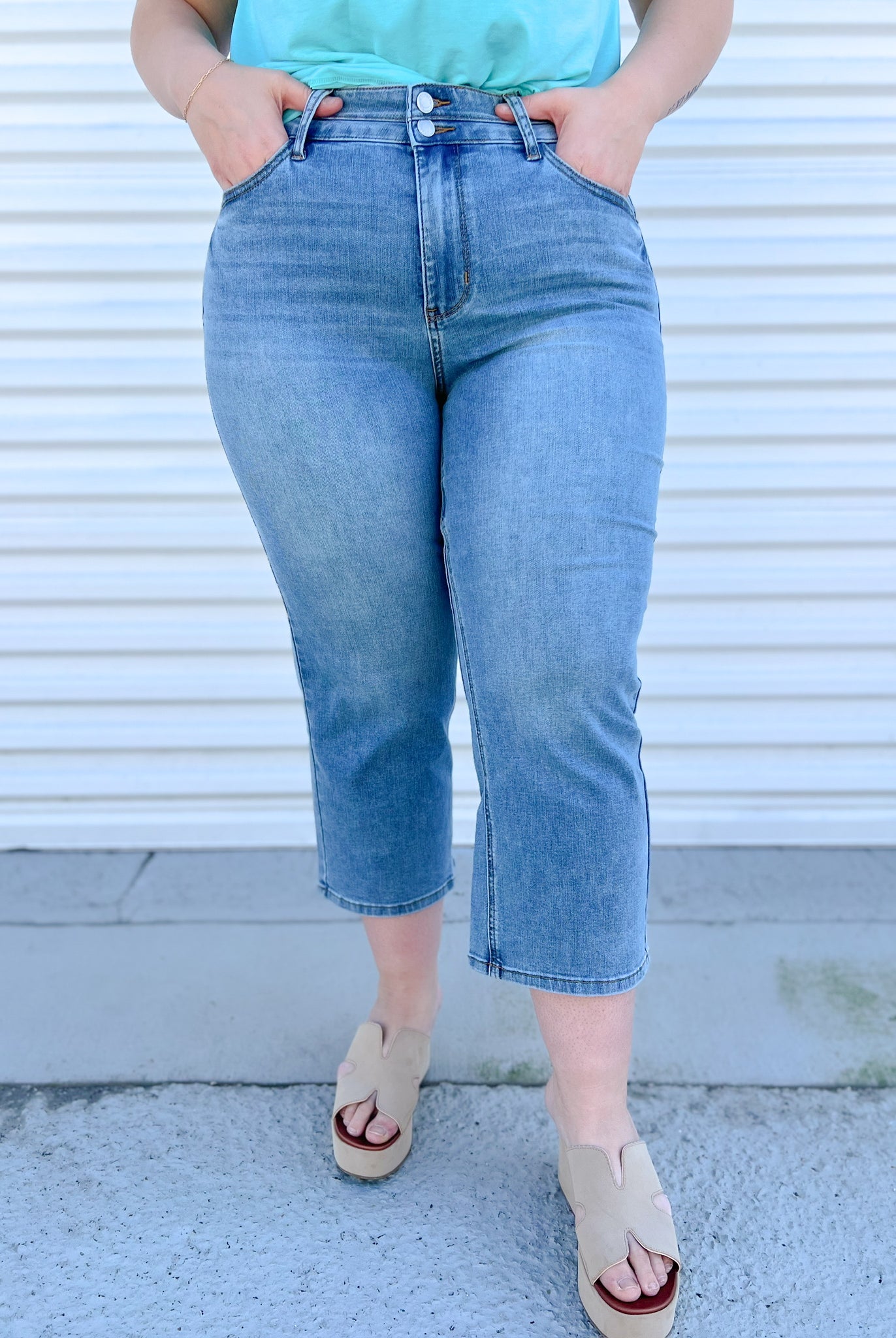 Backroad Crop Cooling Wide Leg by Judy Blue-190 Jeans-Judy Blue-Heathered Boho Boutique, Women's Fashion and Accessories in Palmetto, FL