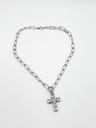 Colored Cross Necklace - Silver-310 Jewelry-Millenx Accessories, LLC.-Heathered Boho Boutique, Women's Fashion and Accessories in Palmetto, FL