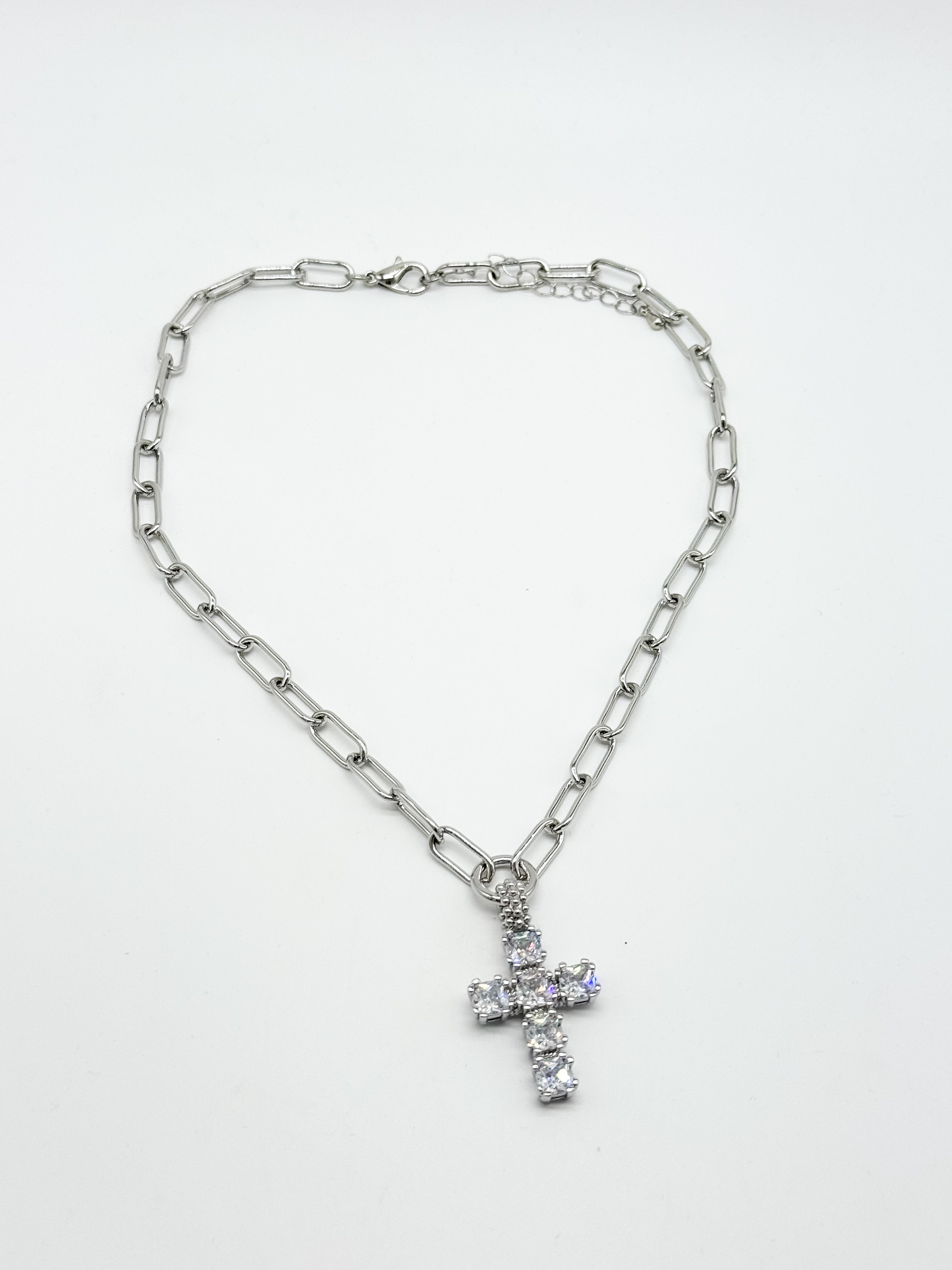 Colored Cross Necklace - Silver-310 Jewelry-Millenx Accessories, LLC.-Heathered Boho Boutique, Women's Fashion and Accessories in Palmetto, FL